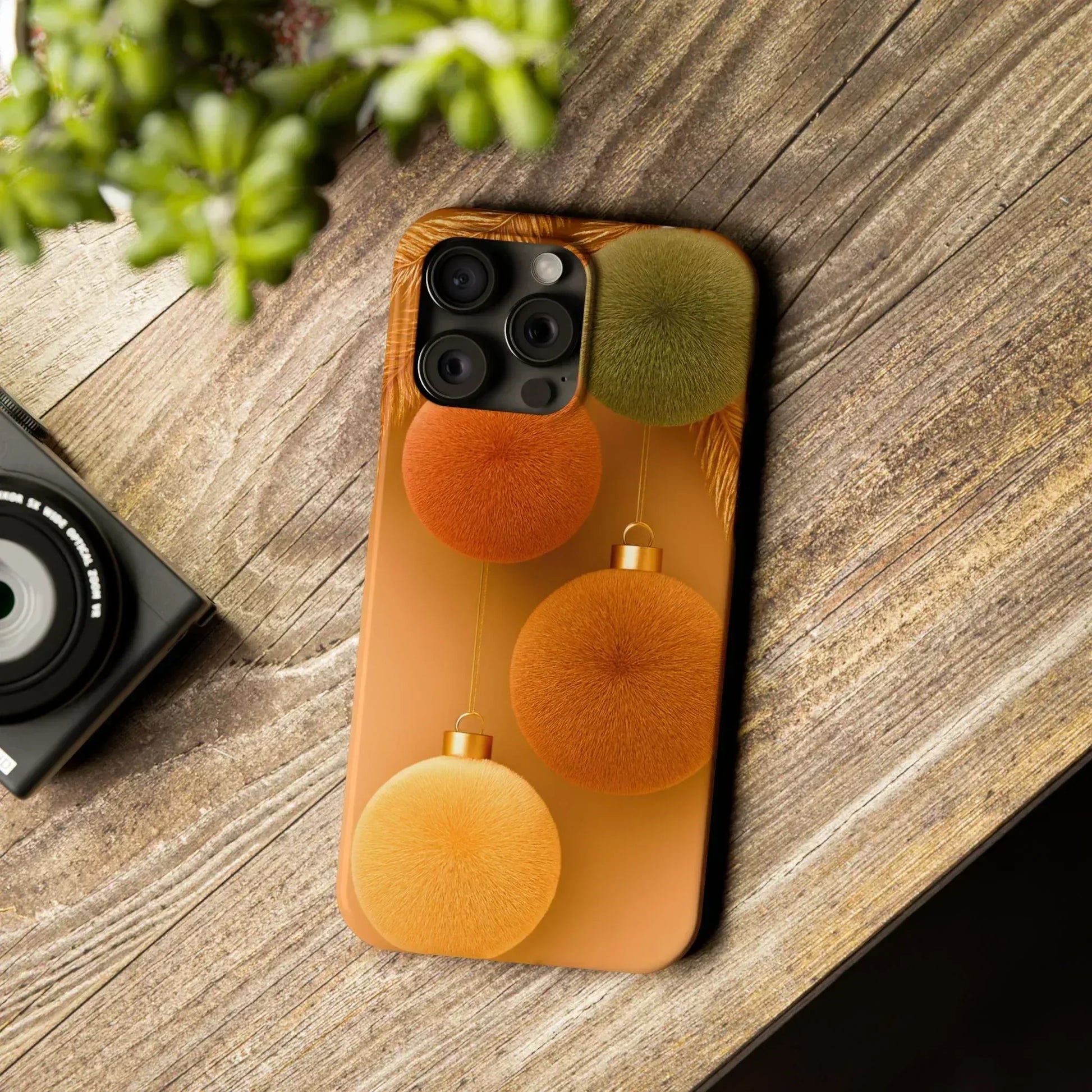 Golden Fuzz Ornaments Phone Case for iPhone 11-17 - KARARMDESIGN