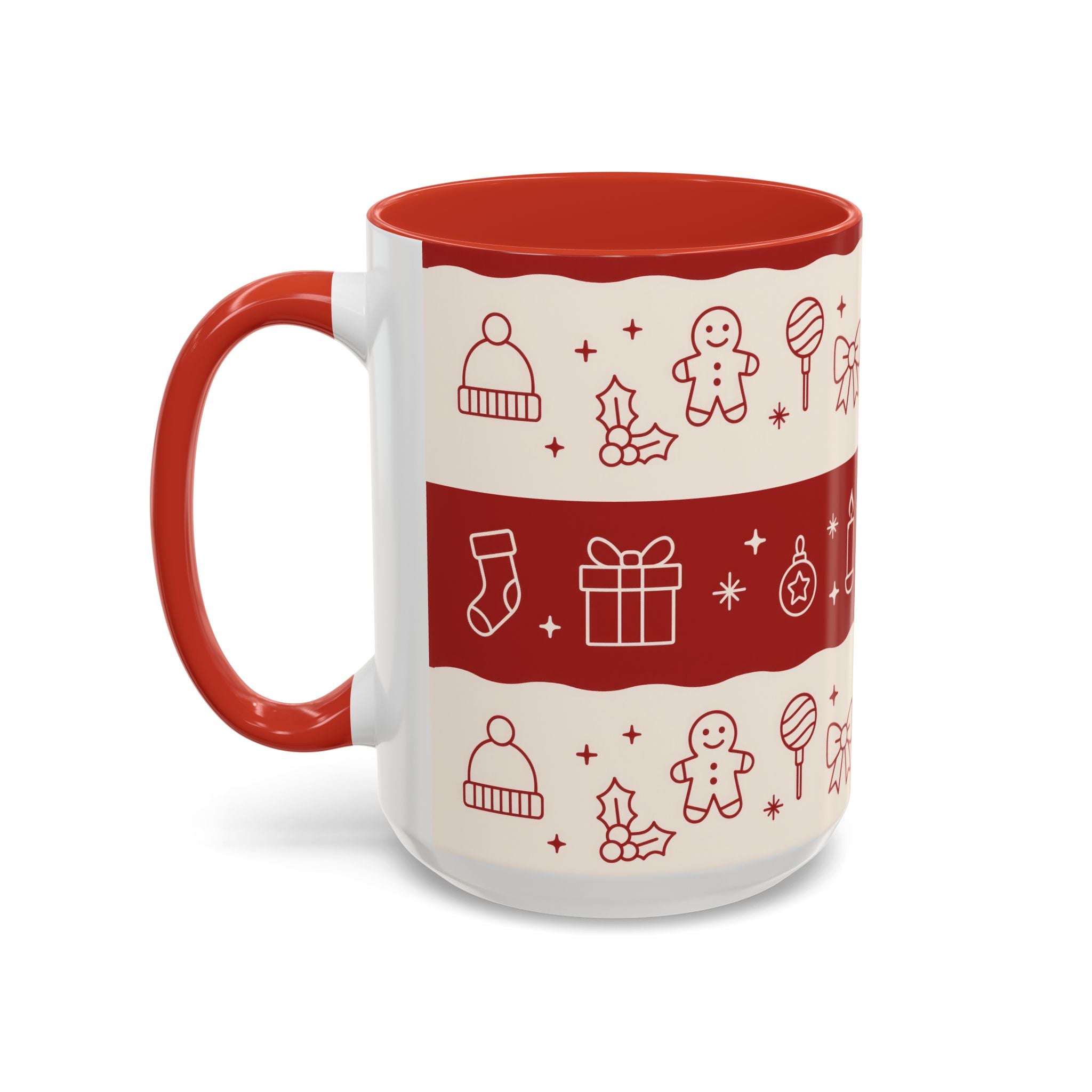 Holiday Cheer Icons Mug - Accent Coffee Mug (11, 15oz)