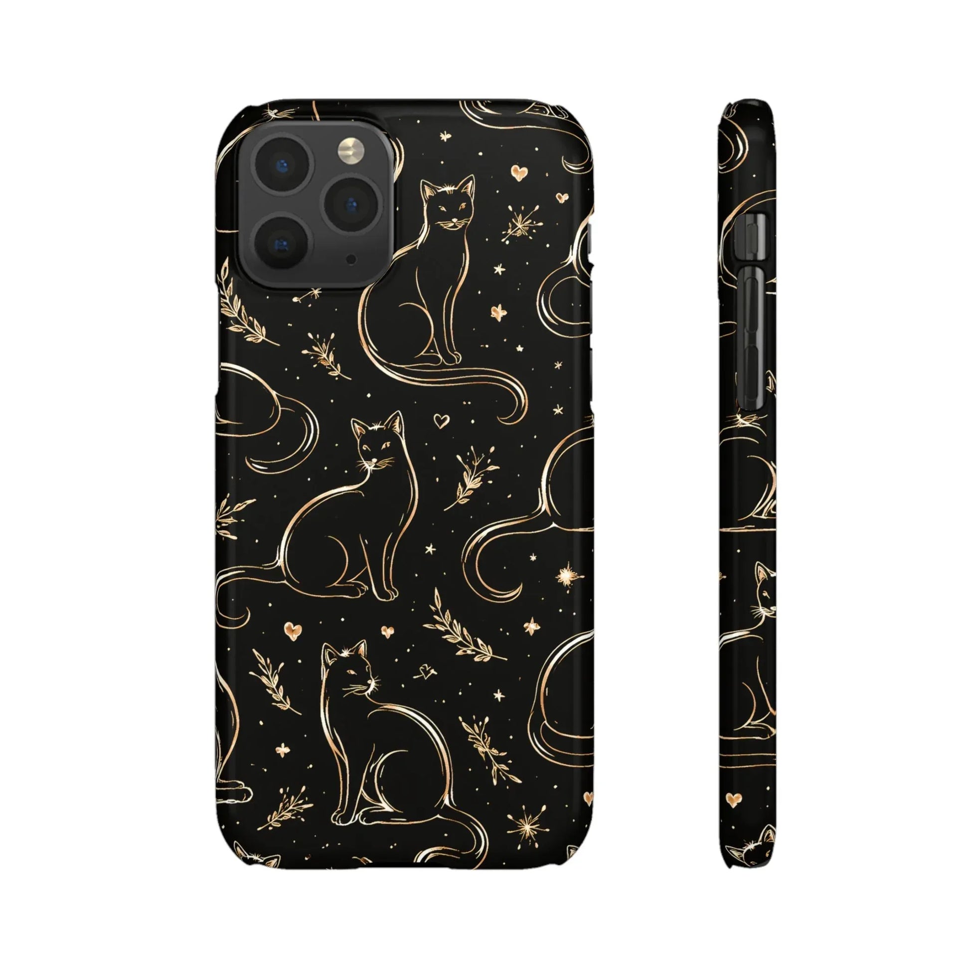 Golden Cat Pattern Phone Case for iPhone 11–17 & Galaxy S21–S25 - KARARMDESIGN