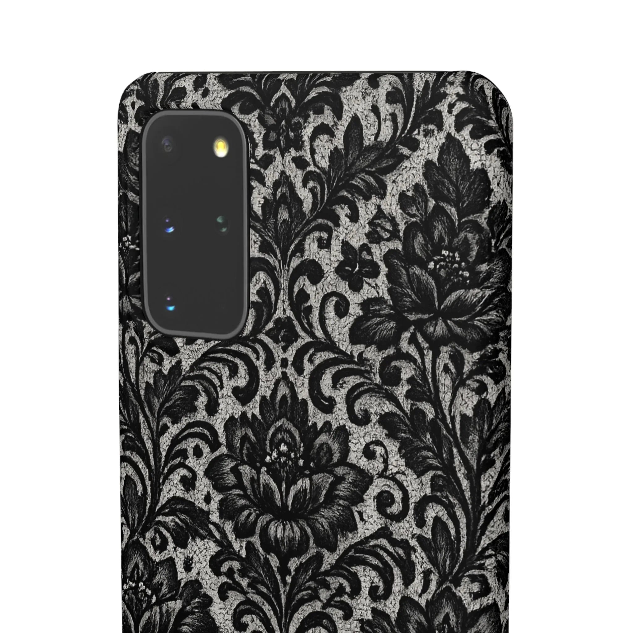 Black Damask Floral Phone Case for iPhone 11-17 and Galaxy S20-S25 - KARARMDESIGN