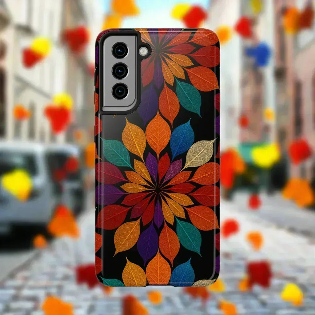 Leaf Mandala Phone Case for iPhone 11-16 and Galaxy S21-S24 - KARARMDESIGN