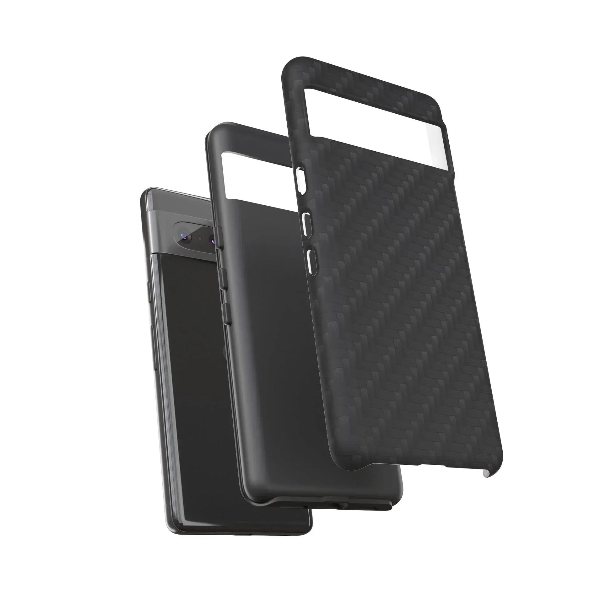 Black Carbon Phone Case Tough Case for iPhone 8-16 and Google Pixel up to 9 Models - KarArmDesign
