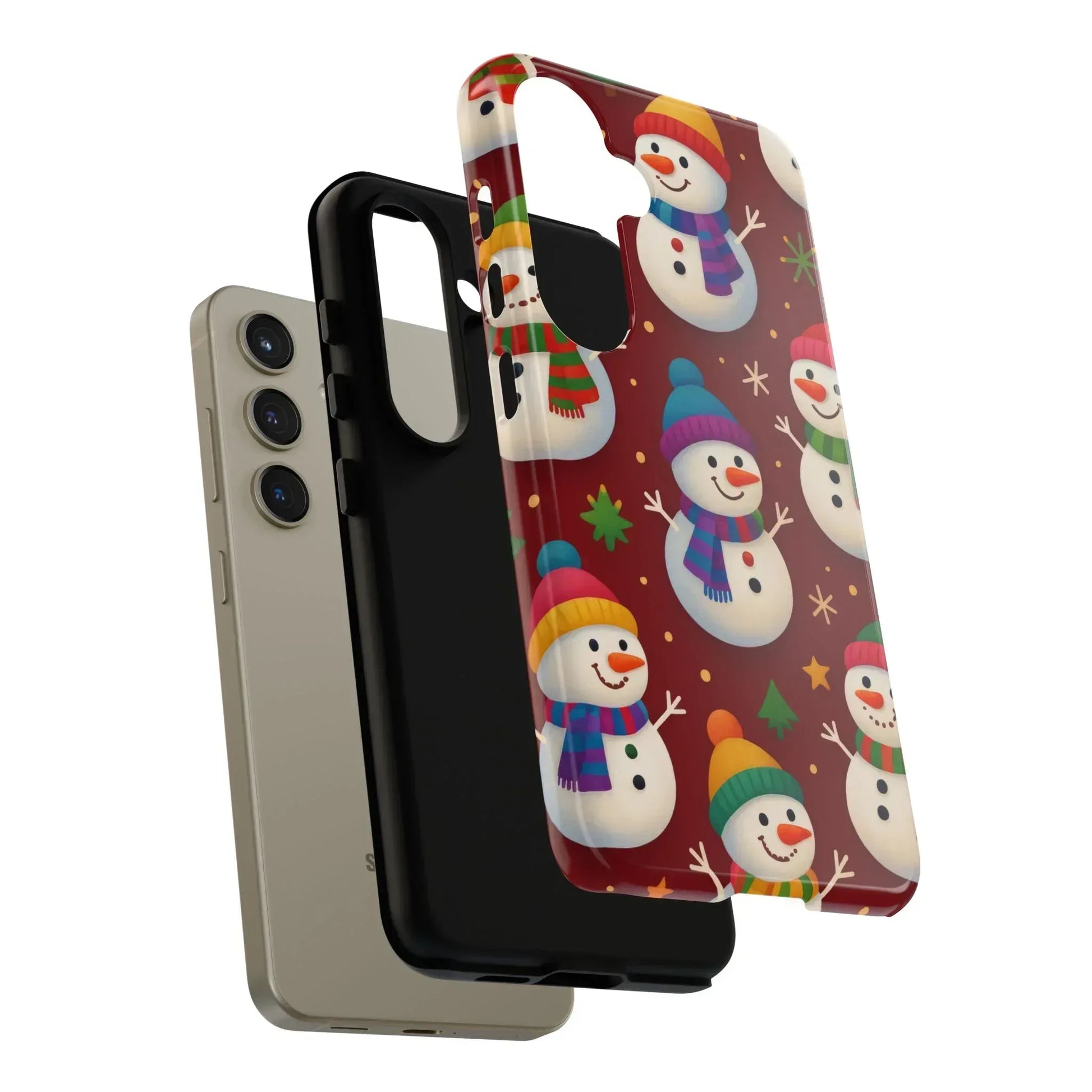 Festive Snowmen Parade Phone Case for iPhone 11–17 and Galaxy S10–S25 - KARARMDESIGN