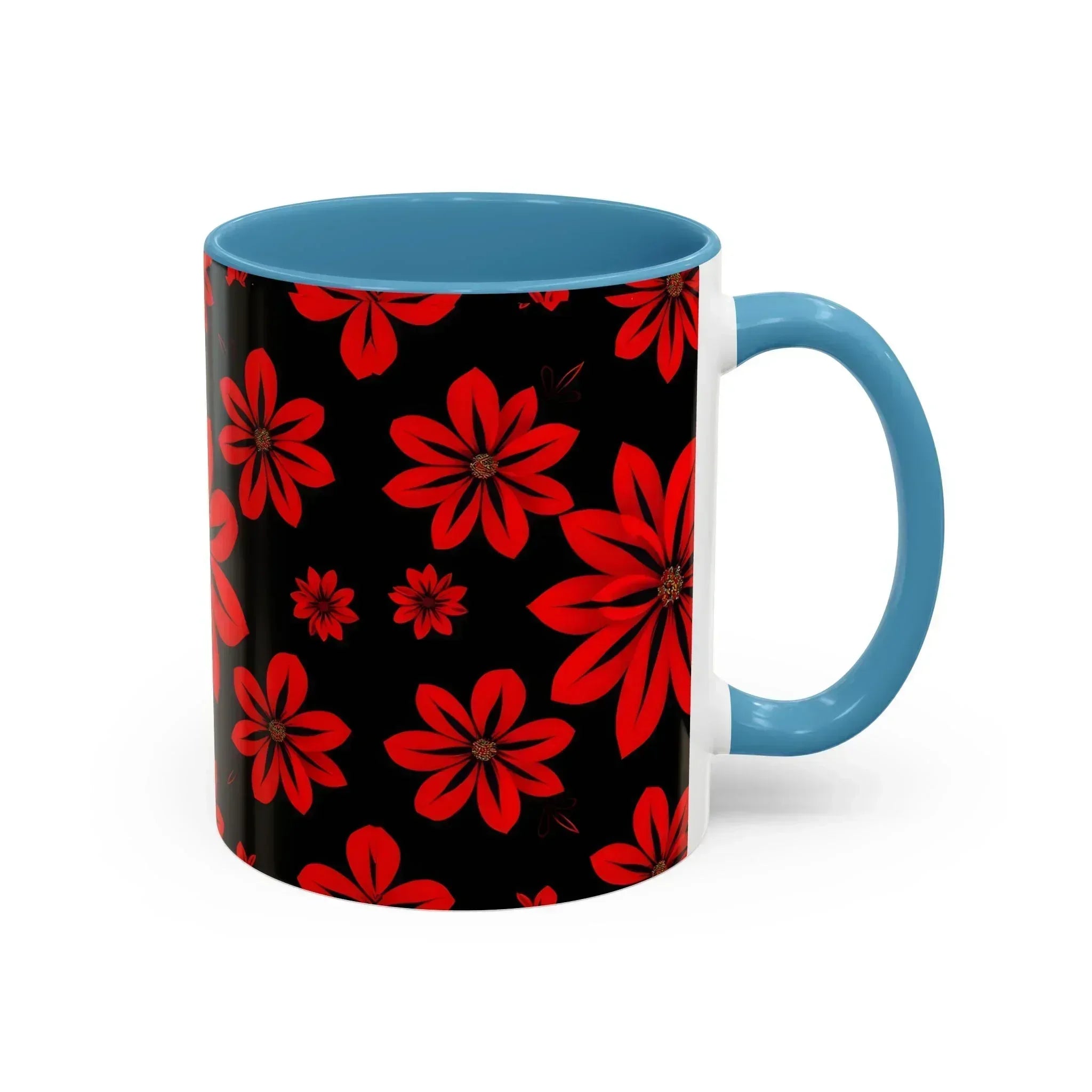 Accent Red Floral Coffee Mug – 11oz & 15oz - KARARMDESIGN
