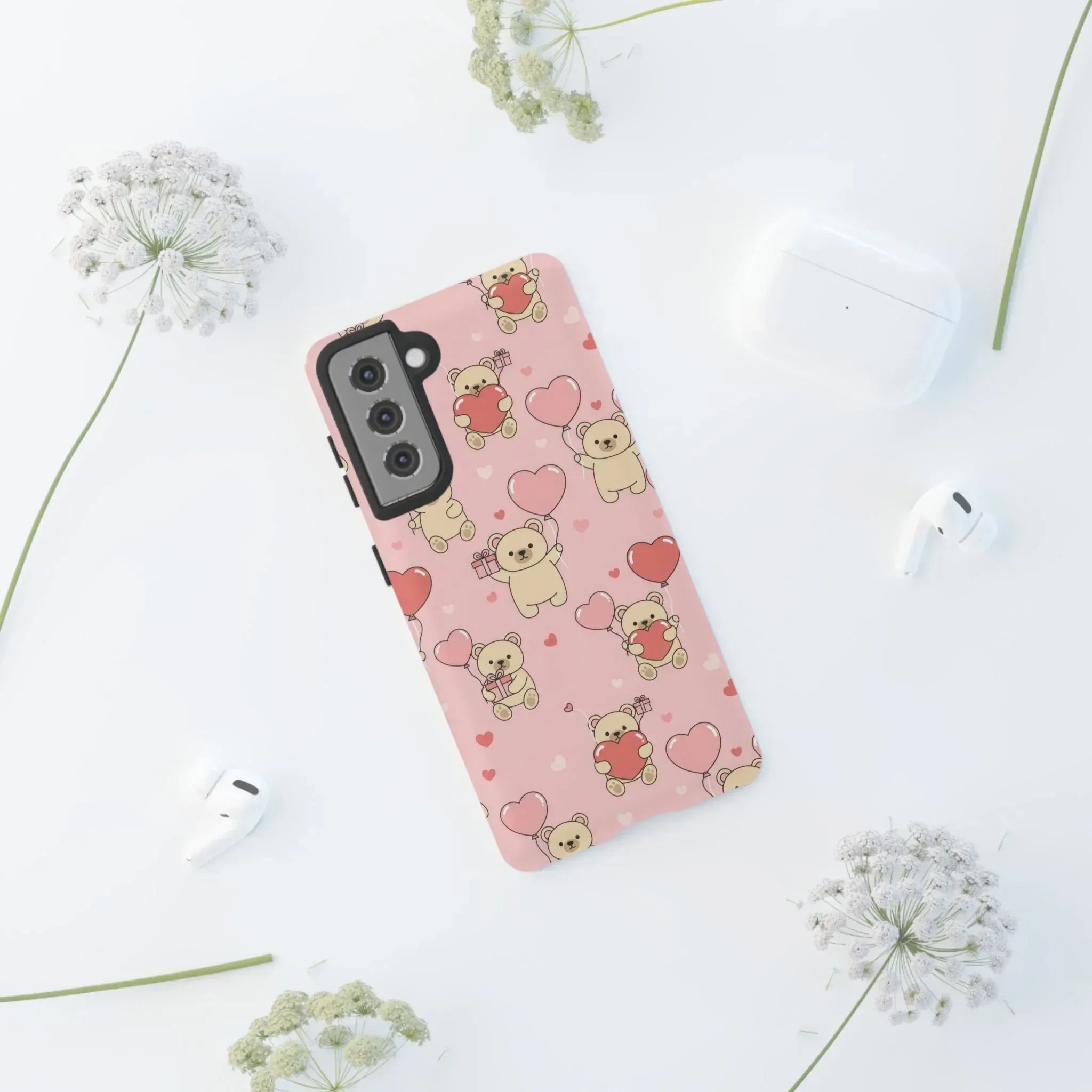 Teddy's Valentine Parade Phone Case for iPhone 11-17 and Galaxy S21-S25 - KARARMDESIGN