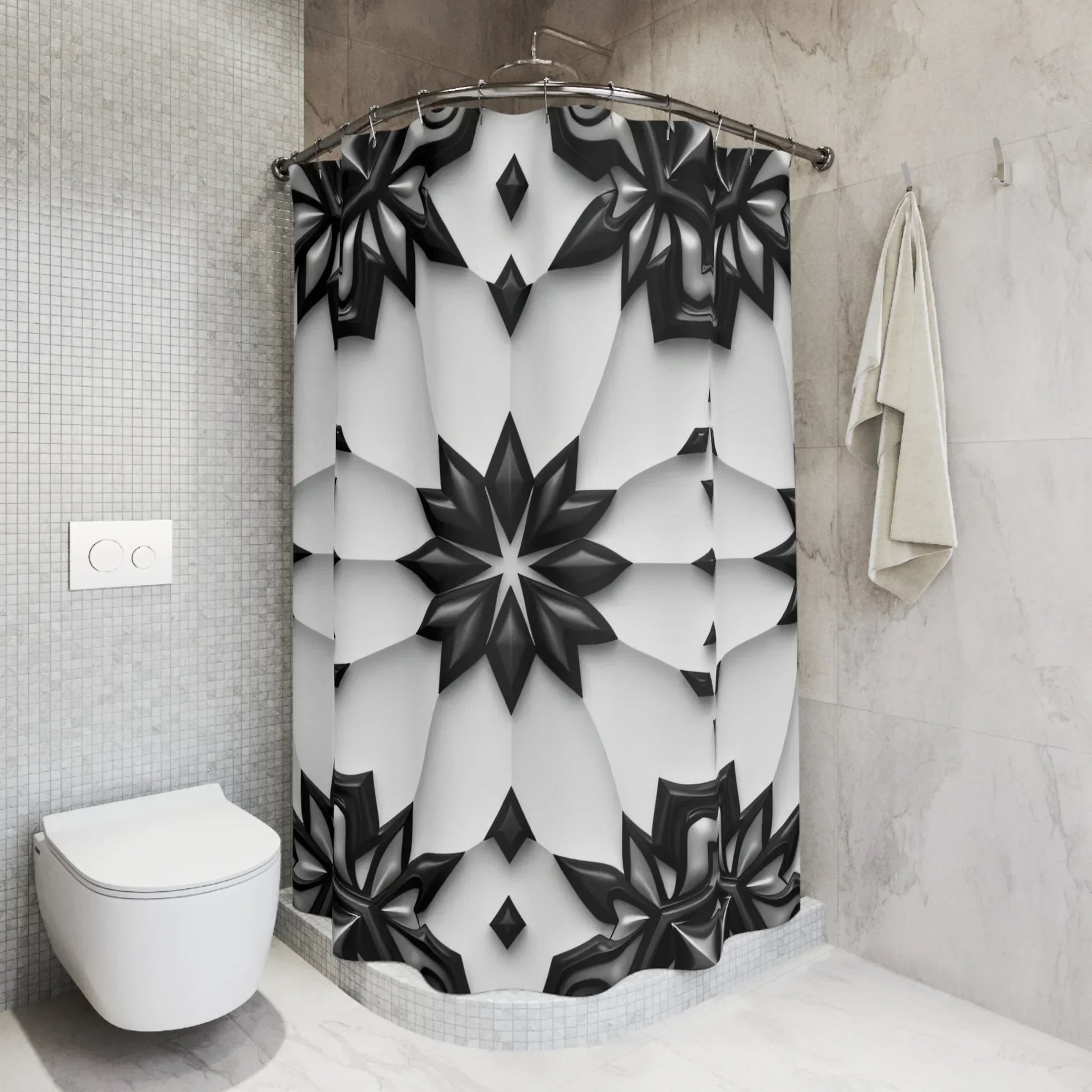 Abstract Black and White Modern Geometric Shower Curtain - KarArmDesign