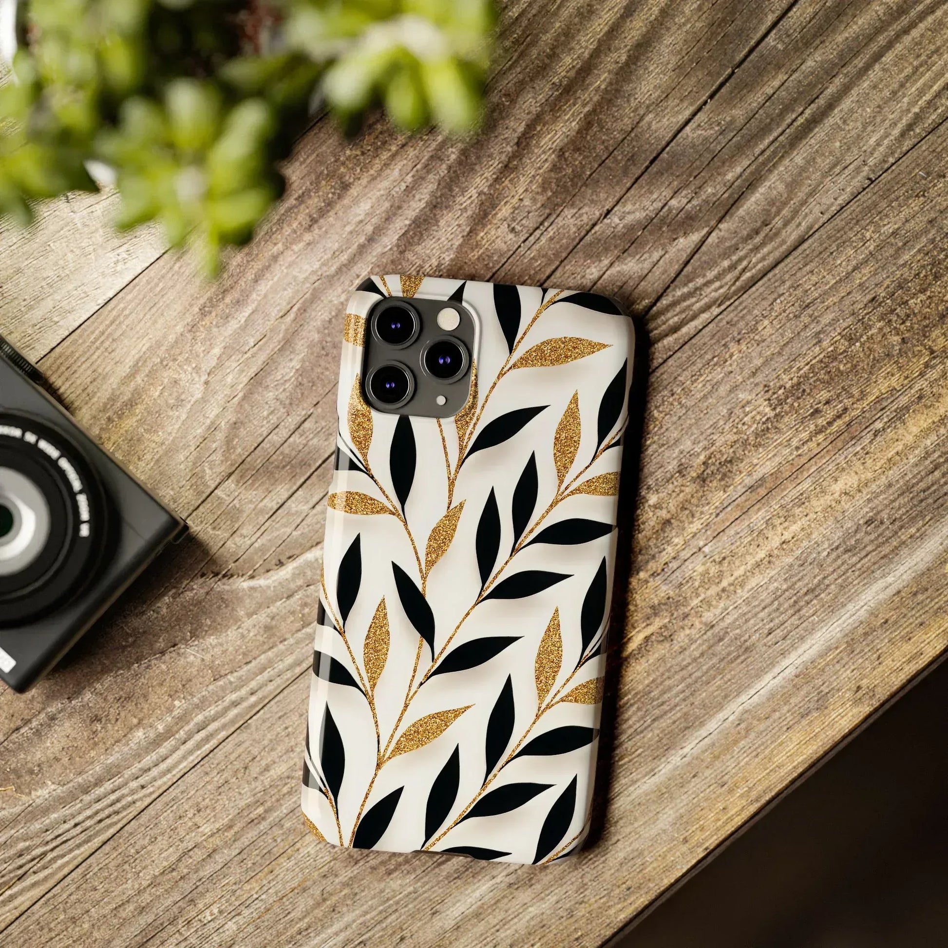 Botanical Gold Leaf Phone Case for iPhone 11-17 - KARARMDESIGN