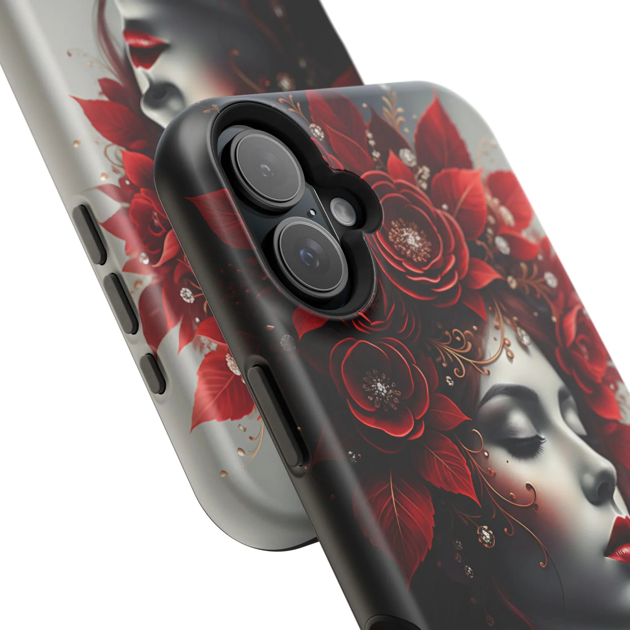 Scarlet Bloom Portrait Phone Case for iPhone 13-17 - KARARMDESIGN