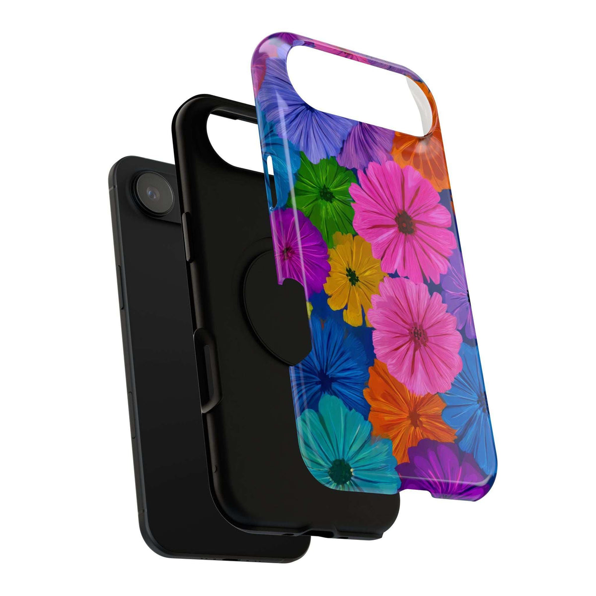 Bright floral bloom phone case with camera opening and snug protective fit