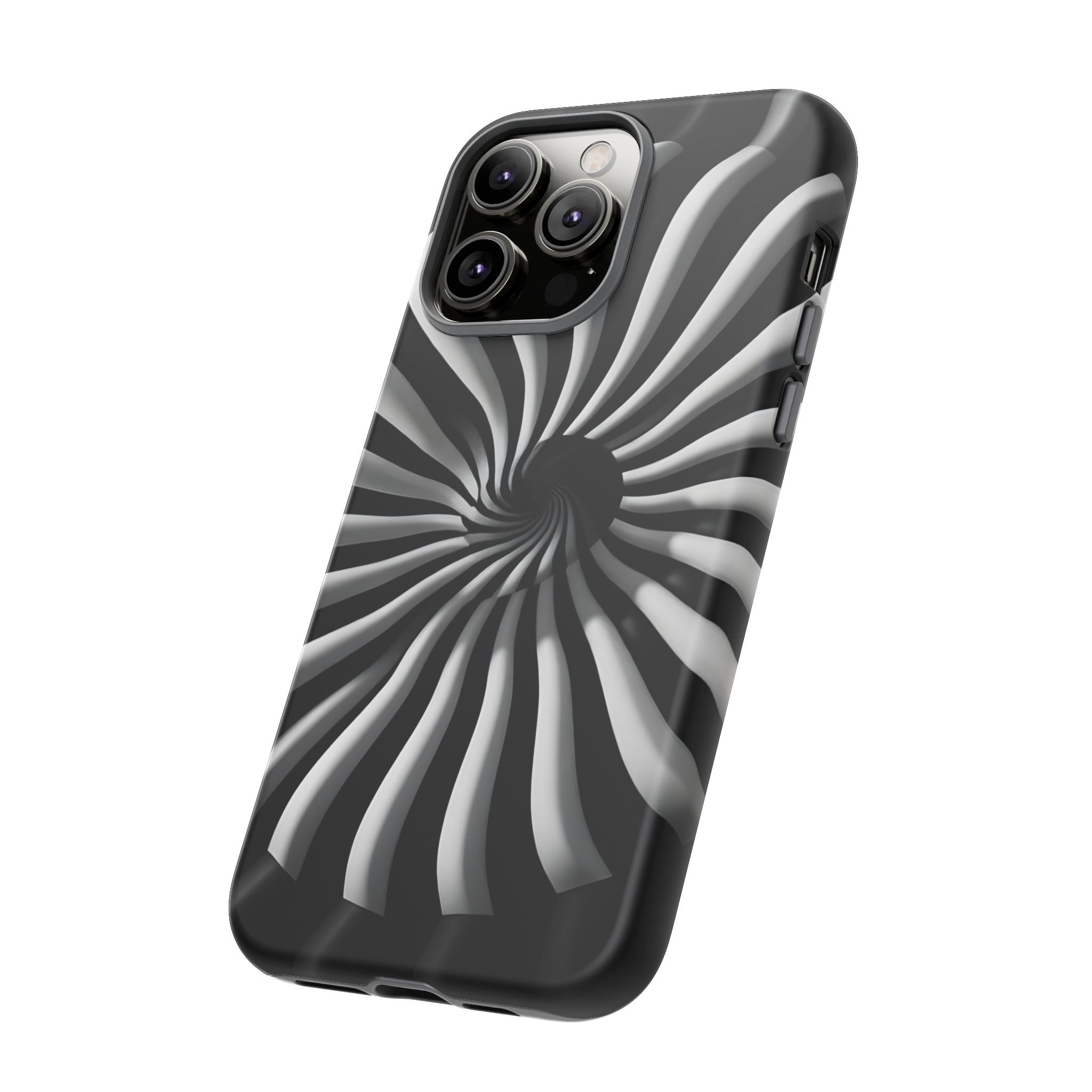 Hypnotic Black and White Spiral Phone Case – Optical Illusion Design for iPhone & Galaxy