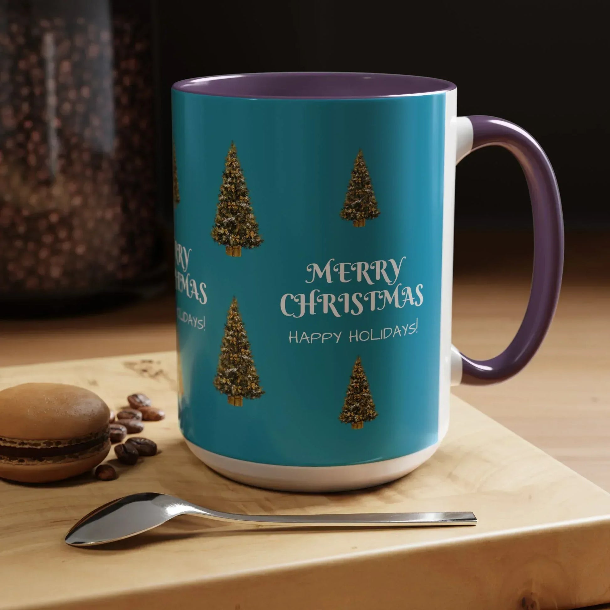 Merry Christmas and Happy Holidays Mug - Accent Coffee Mug (11, 15oz) - KARARMDESIGN