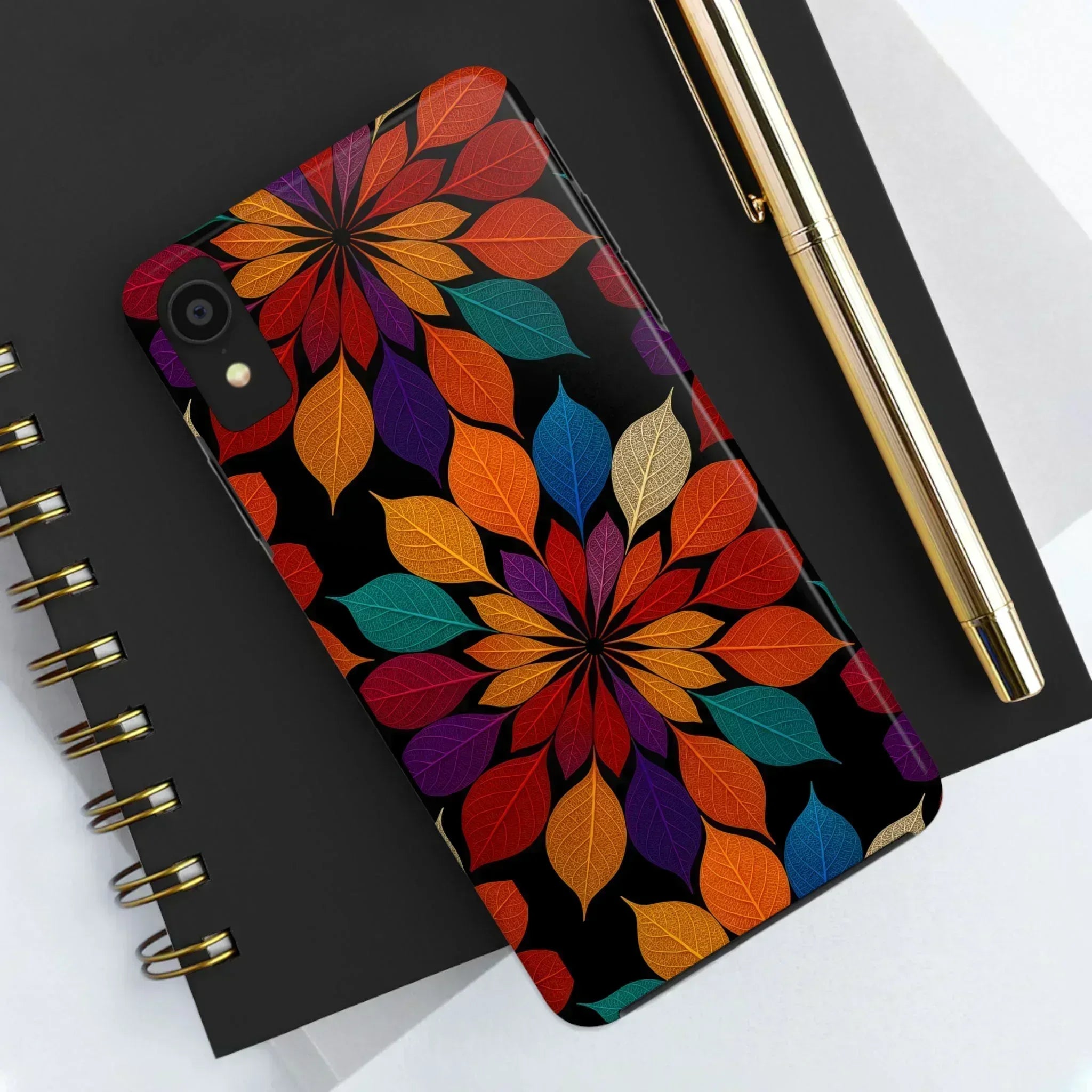 Leaf Mandala Phone Case for iPhone 11-16 and Galaxy S21-S24 - KARARMDESIGN