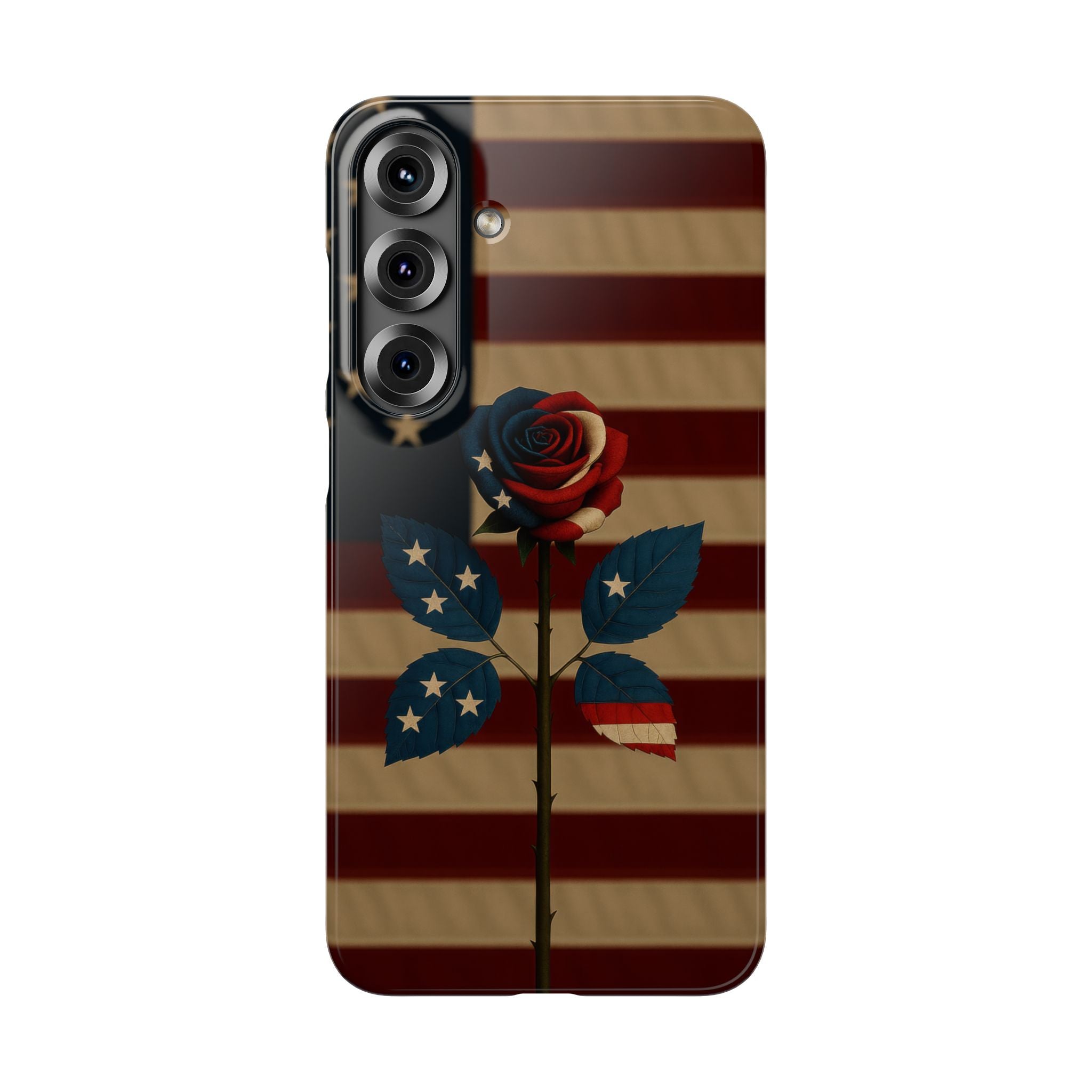 American Rose Flag Phone Case for iPhone 8-17 and Galaxy S20-S26