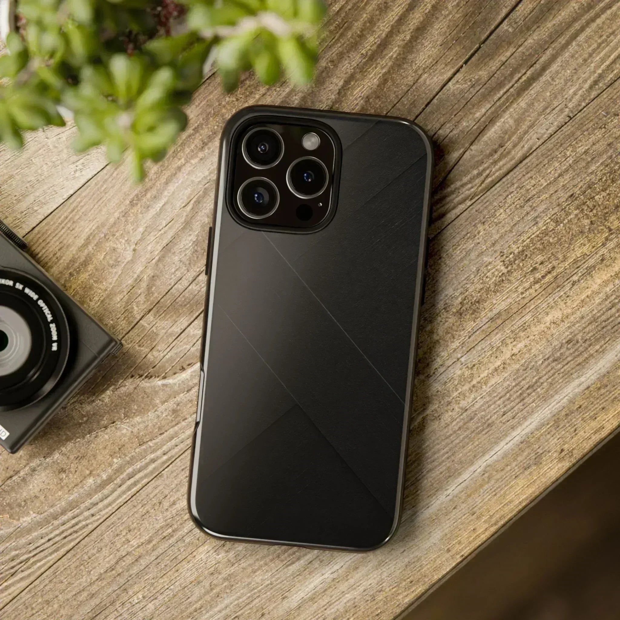 Matte Black Diagonal Line Phone Case for iPhone 8-16 and Galaxy S10-S25 - KARARMDESIGN