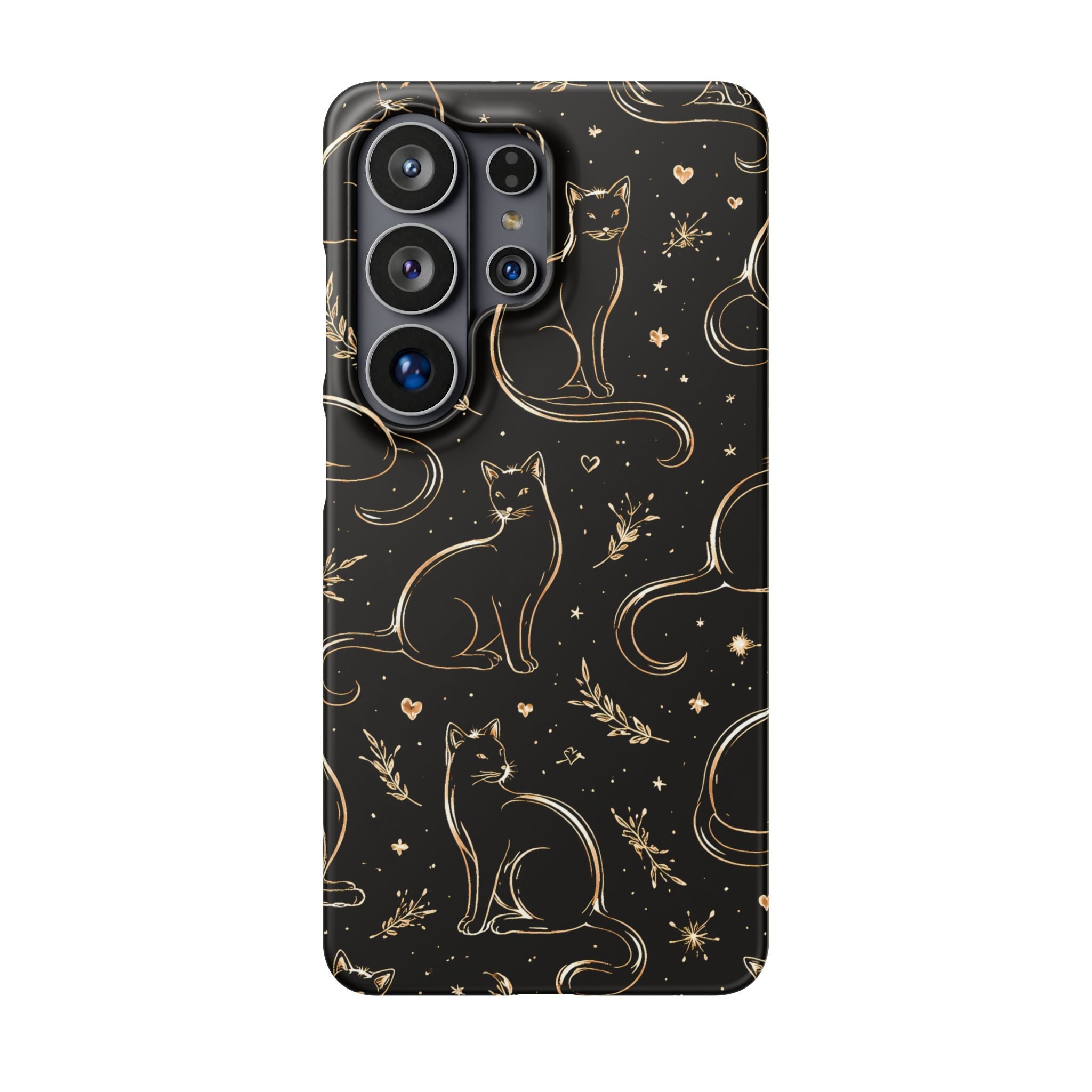 Golden Cat Pattern Phone Case for iPhone 11-17 and Galaxy S20-S26