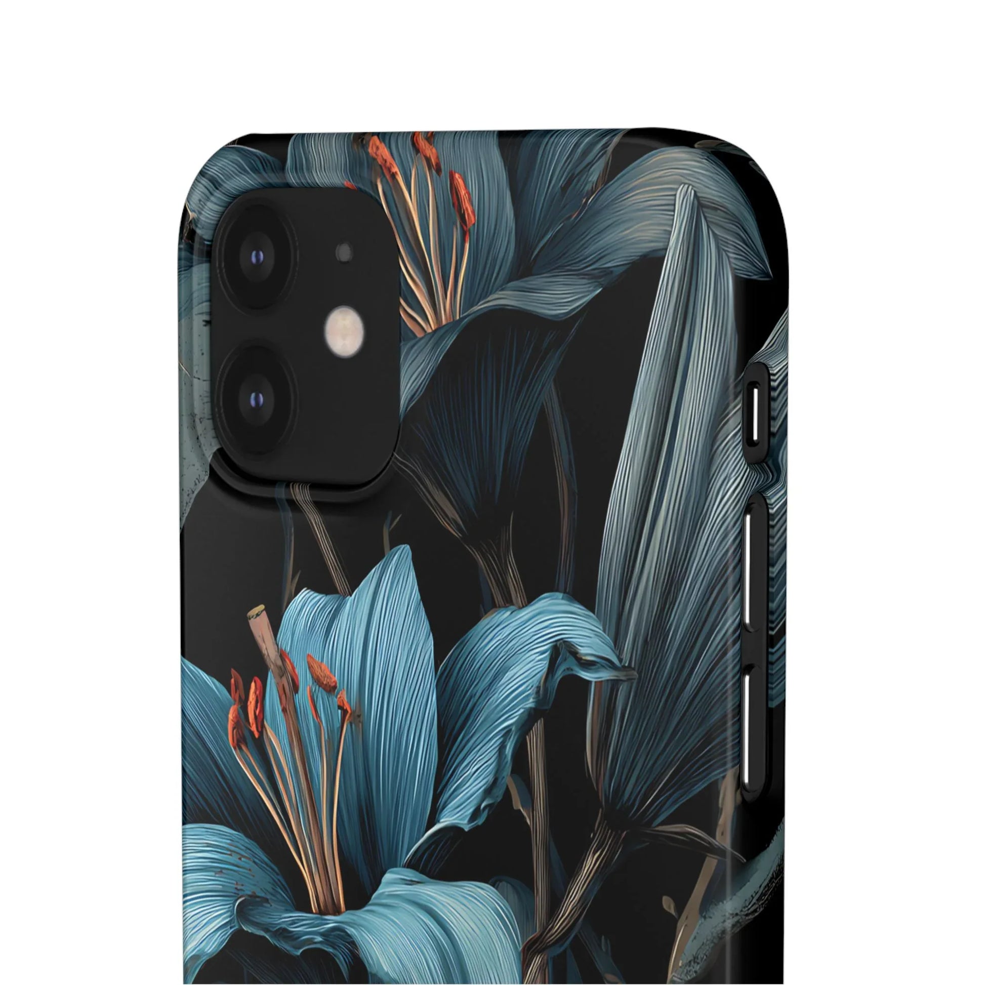 Blue Lily Floral Phone Case for iPhone 11-17 and Galaxy S20-S25 - KARARMDESIGN