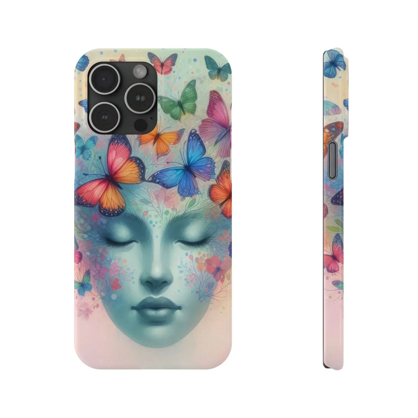 Butterfly Bloom Dreamy Woman with Closed Eyes Tough Phone Case for iPhone - KarArmDesign