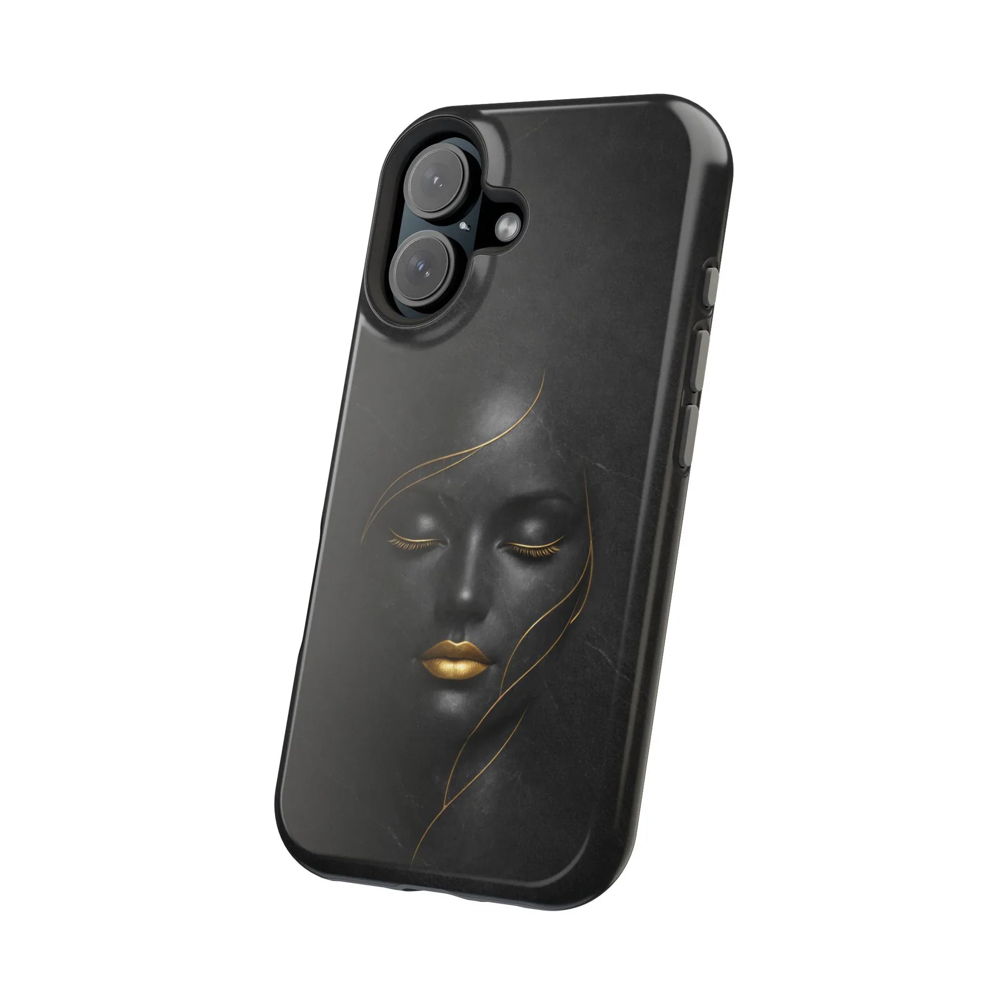 Black Gold Face Phone Case for iPhone 13-17 - KARARMDESIGN