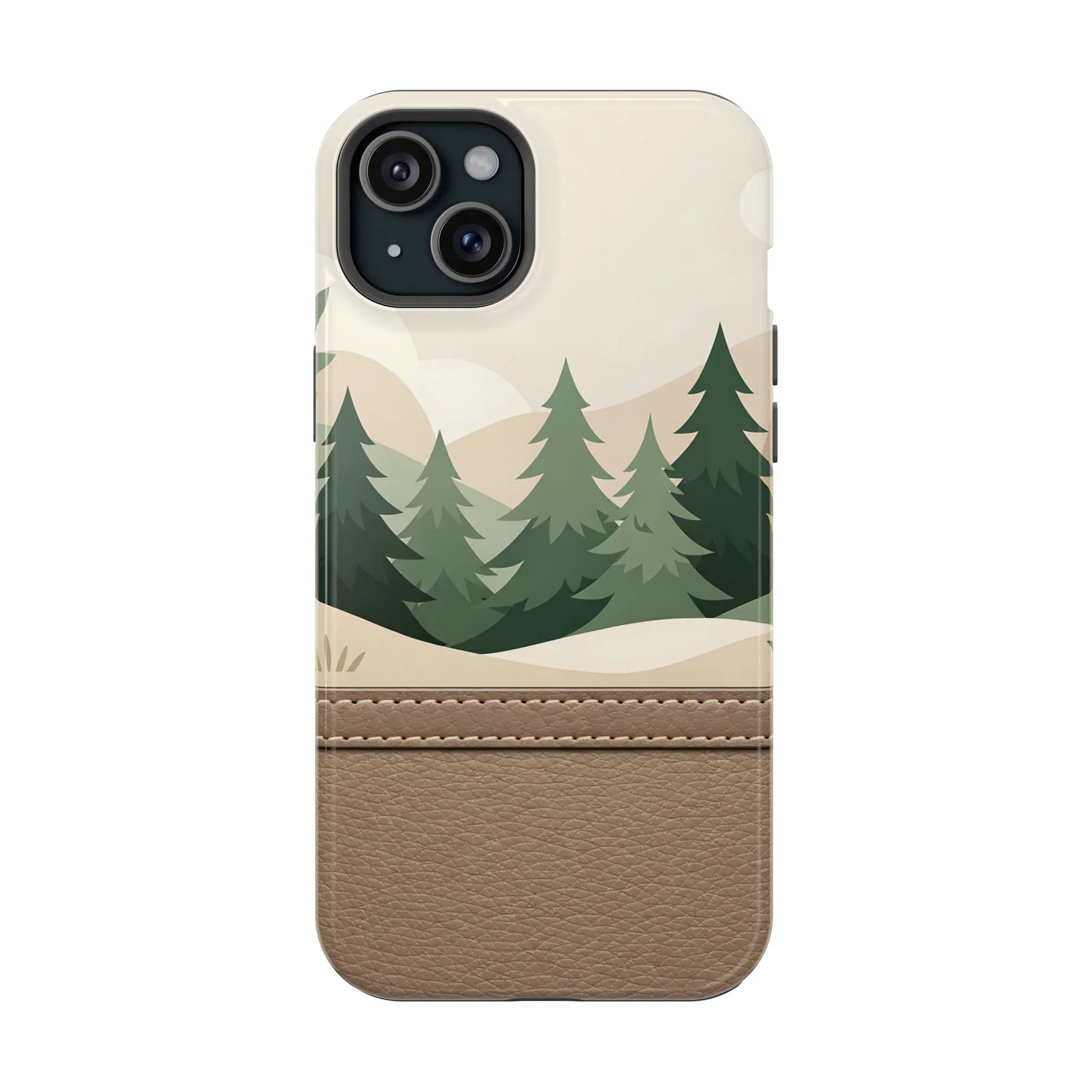 Forest Leather Phone Case for iPhone 11-17 and Galaxy S21-S25 - KARARMDESIGN
