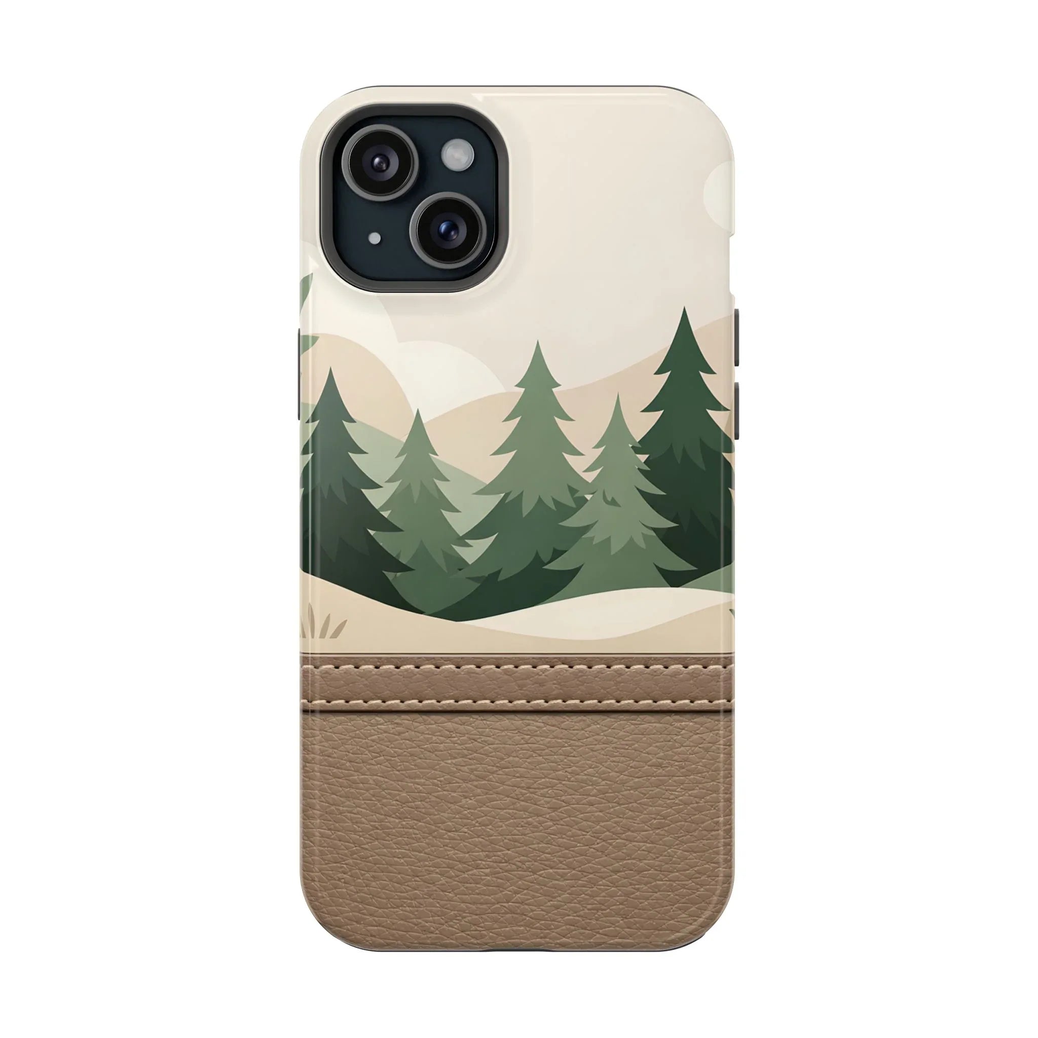 Forest Leather Phone Case for iPhone 11-17 and Galaxy S21-S25 - KARARMDESIGN