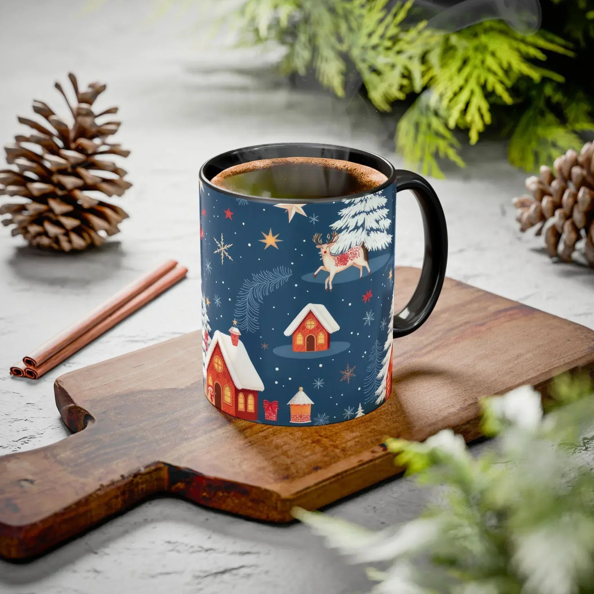 Dark Blue Christmas Mug - Colorful Mugs (11oz, 15oz) - KARARMDESIGN