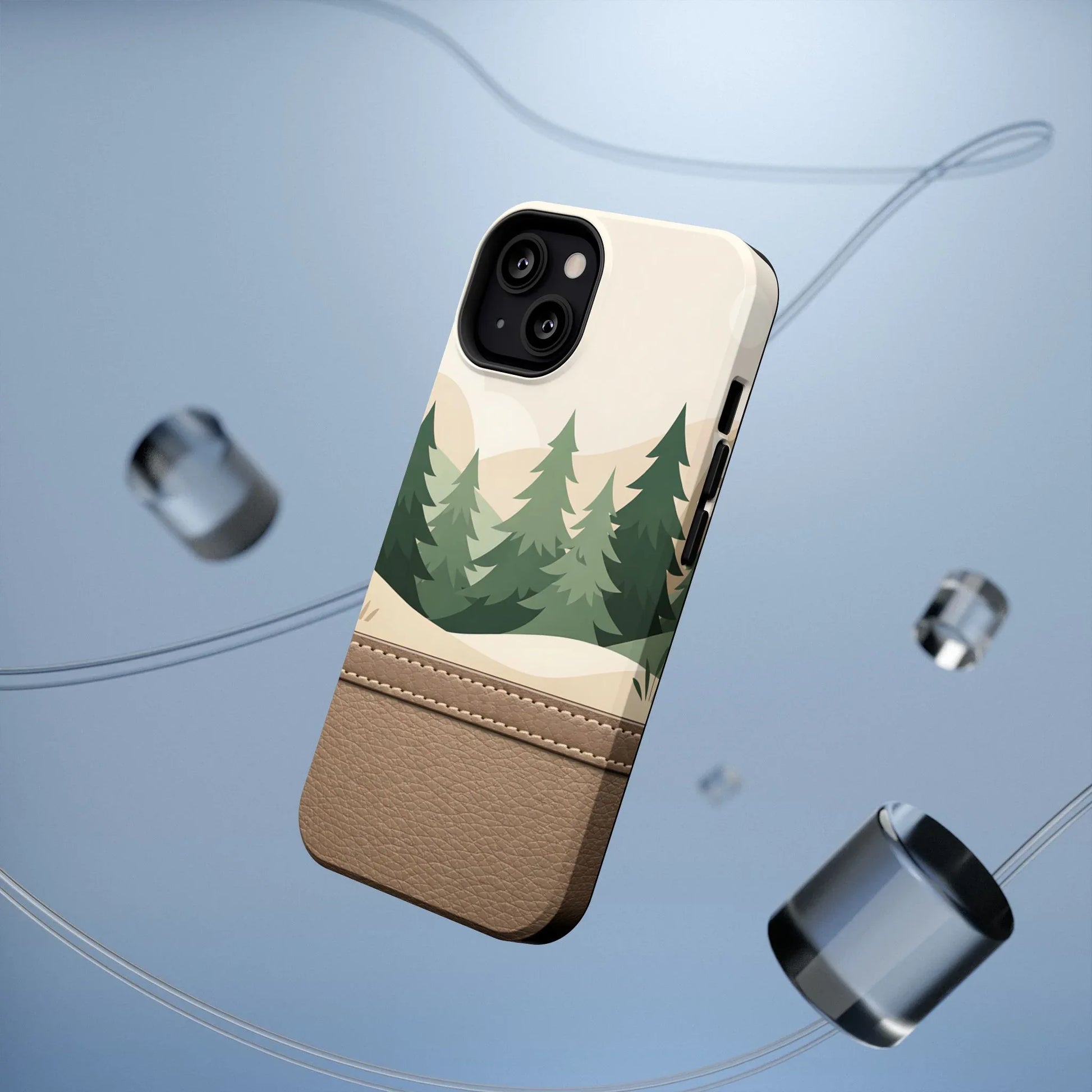 Forest Leather Phone Case for iPhone 11-17 and Galaxy S21-S25 - KARARMDESIGN