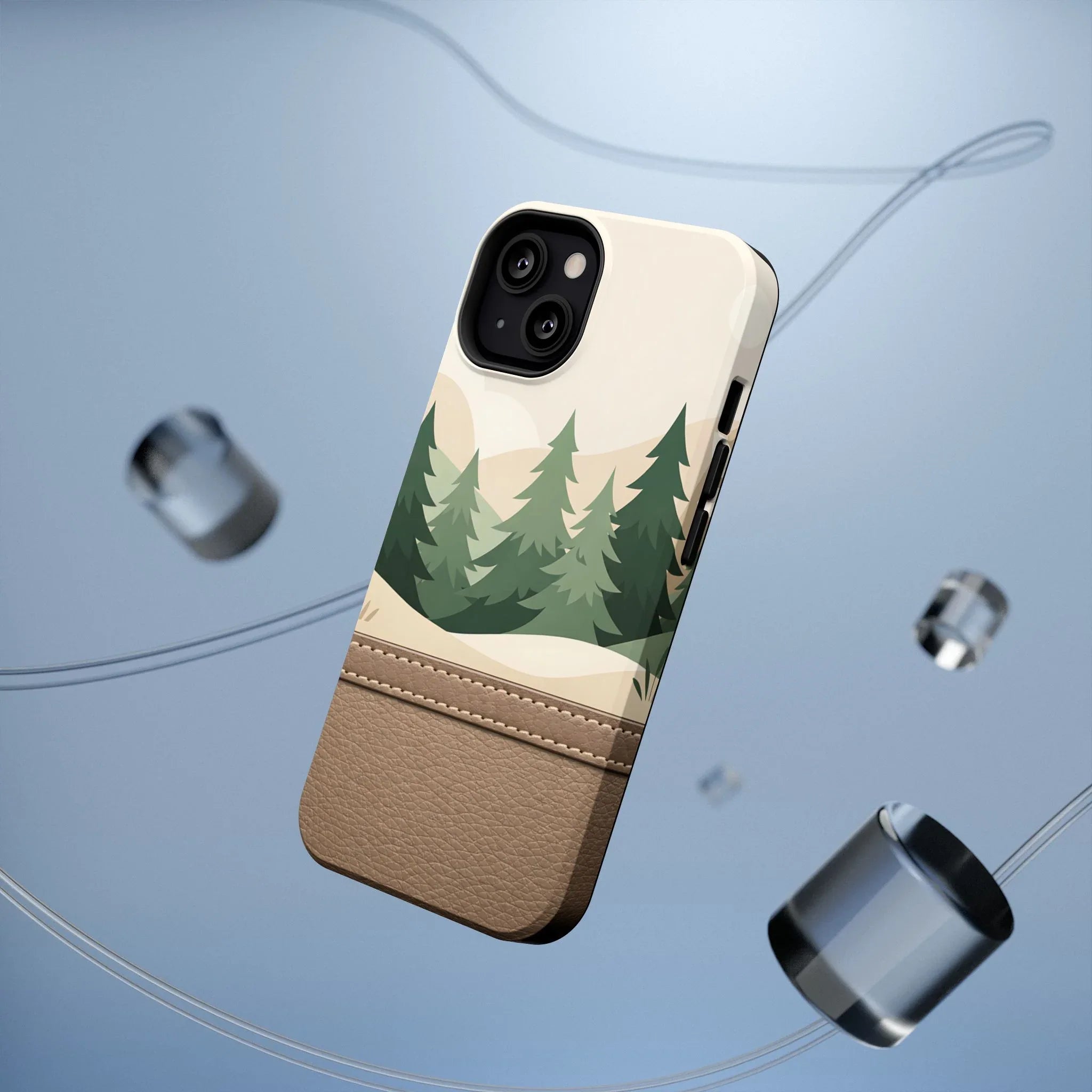 Forest Leather Phone Case for iPhone 11-17 and Galaxy S21-S25 - KARARMDESIGN