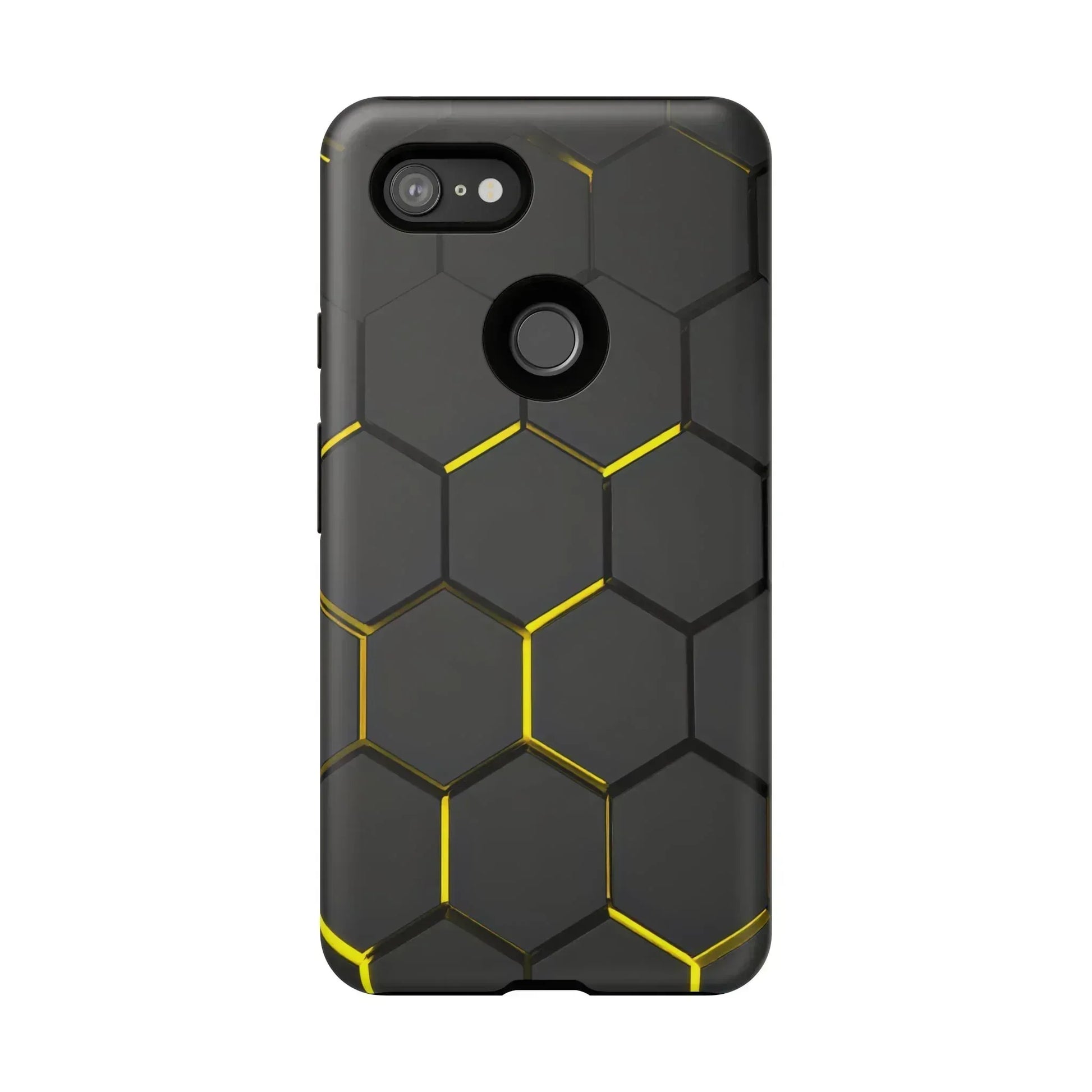 Black and Yellow Hexagon Geometric Tough Phone Case for Galaxy and Pixel - KARARMDESIGN