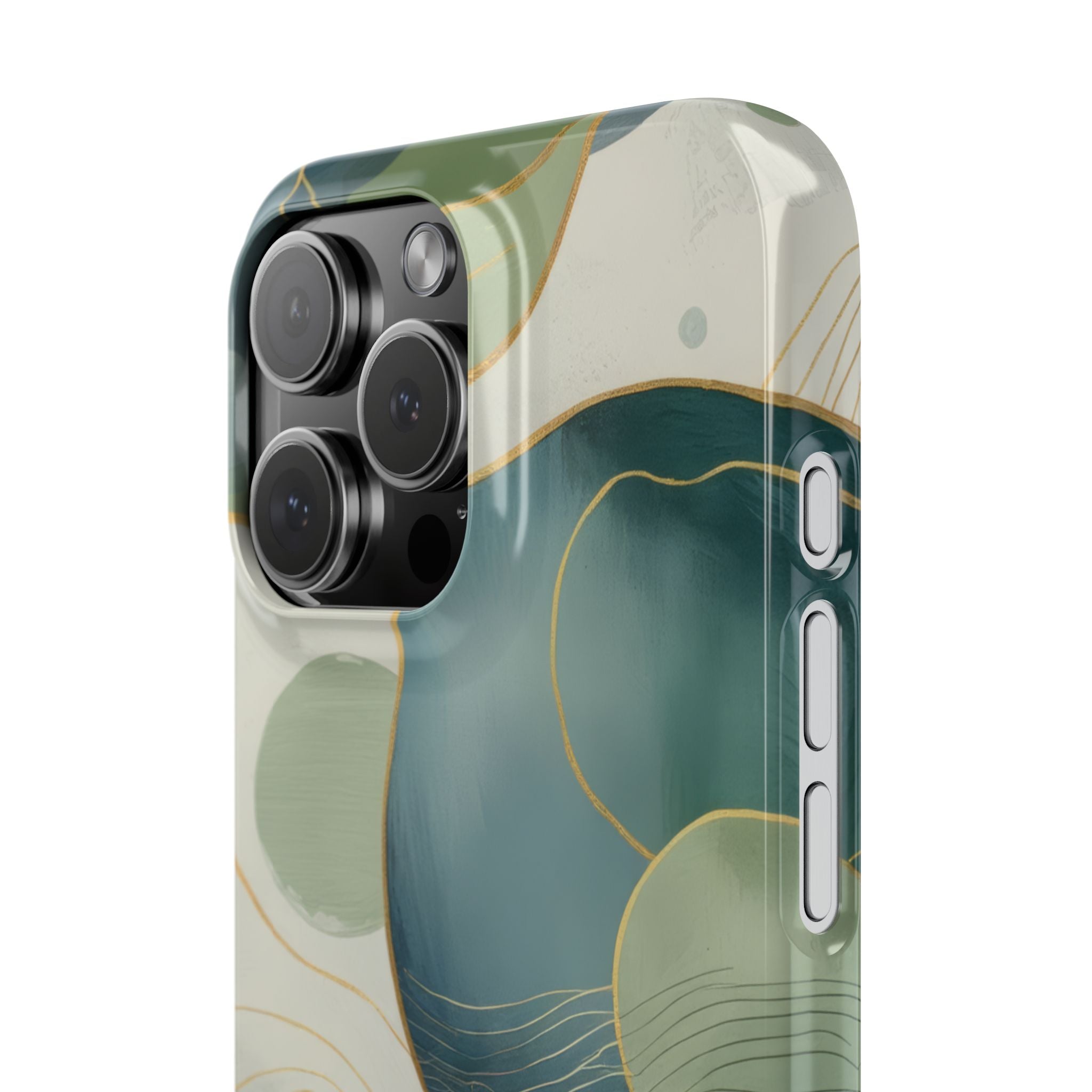 Abstract Teal Slim Phone Case for iPhone 15-16