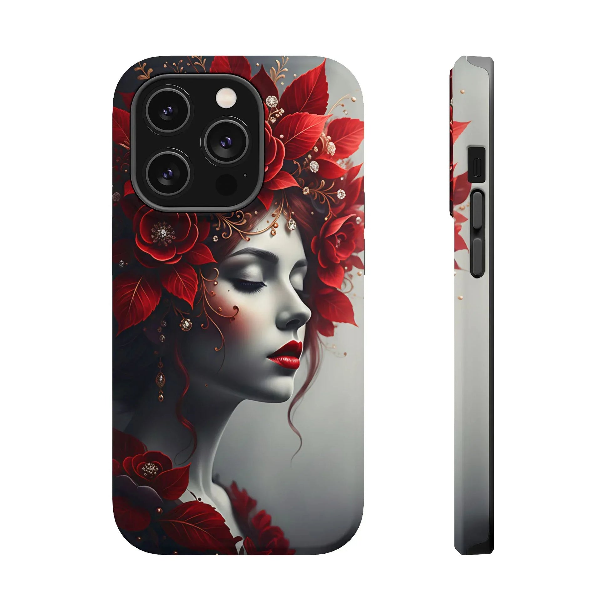 Scarlet Bloom Portrait Phone Case for iPhone 13-17 - KARARMDESIGN