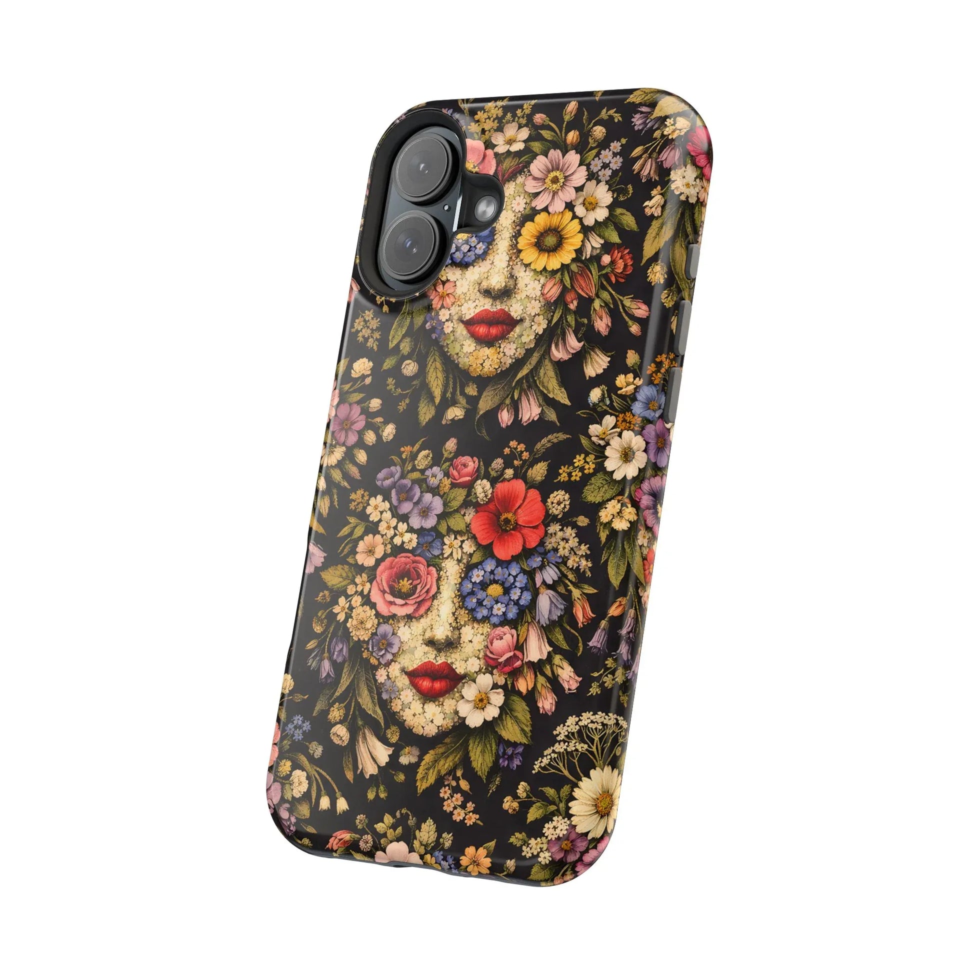 Vintage Flower Face Phone Case for iPhone 13-17 - KARARMDESIGN