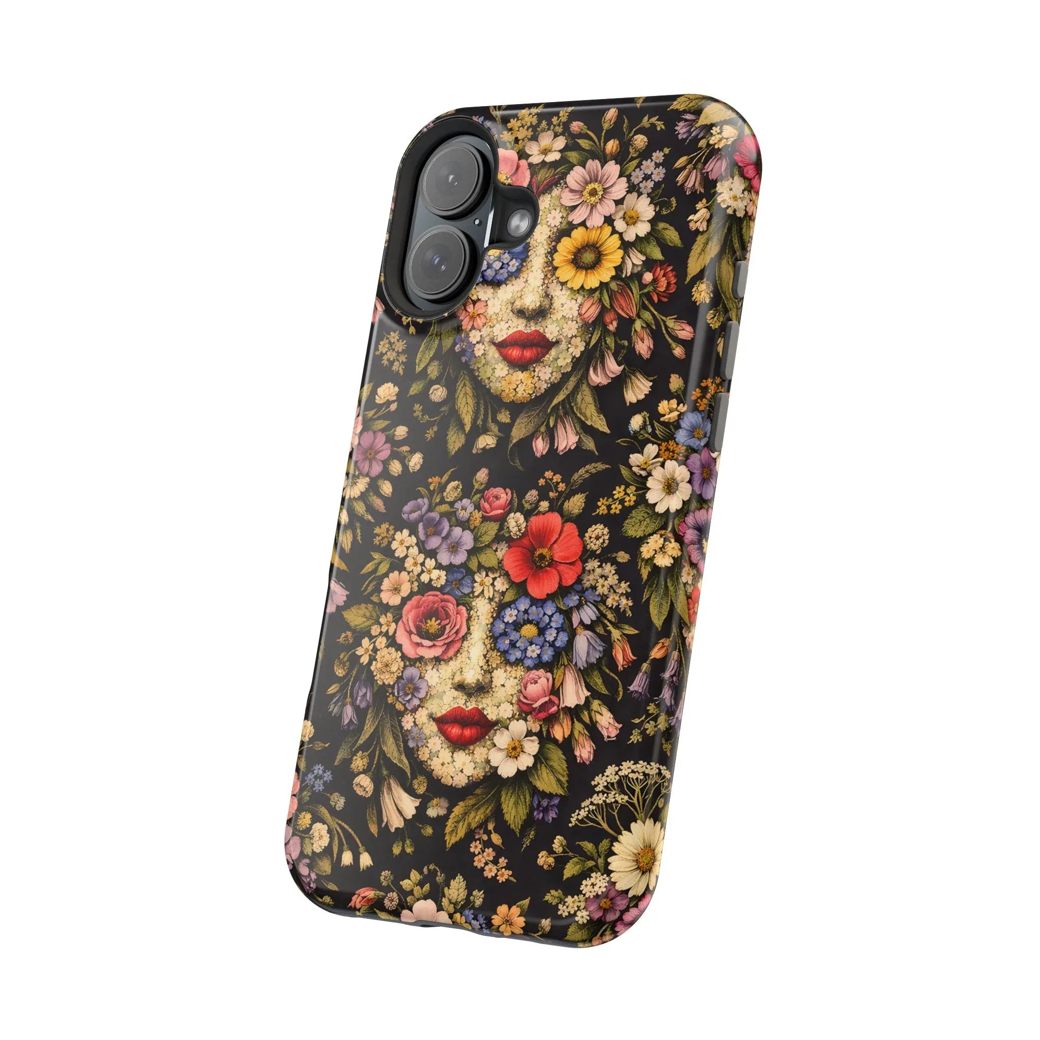Vintage Flower Face Phone Case for iPhone 13-17 - KARARMDESIGN