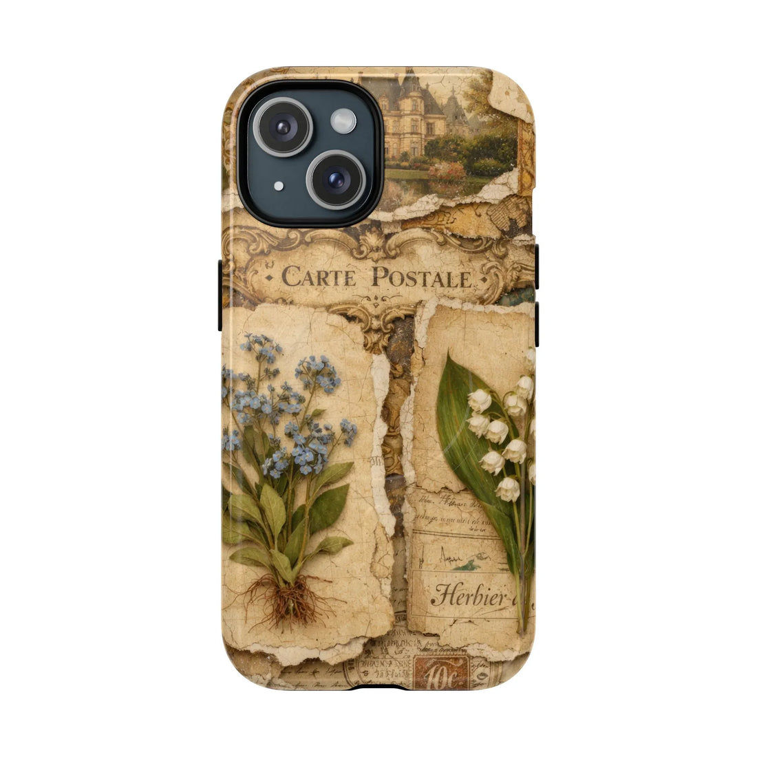 Vintage Botanical Postcard Phone Case for iPhone 13-17 - KARARMDESIGN