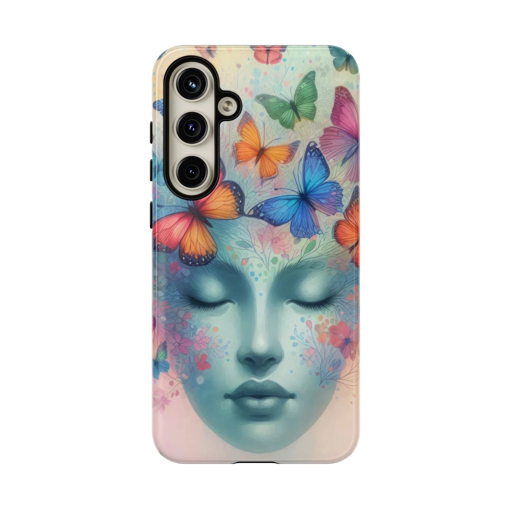 Butterfly Bloom Dreamy Woman Phone Case for Galaxy and Pixel - KARARMDESIGN