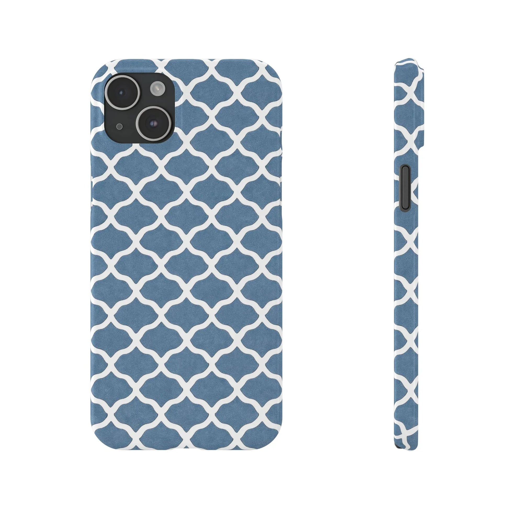 Azure Lattice Pattern Phone Case Slim Phone Cases for iPhone 11-17 - KARARMDESIGN