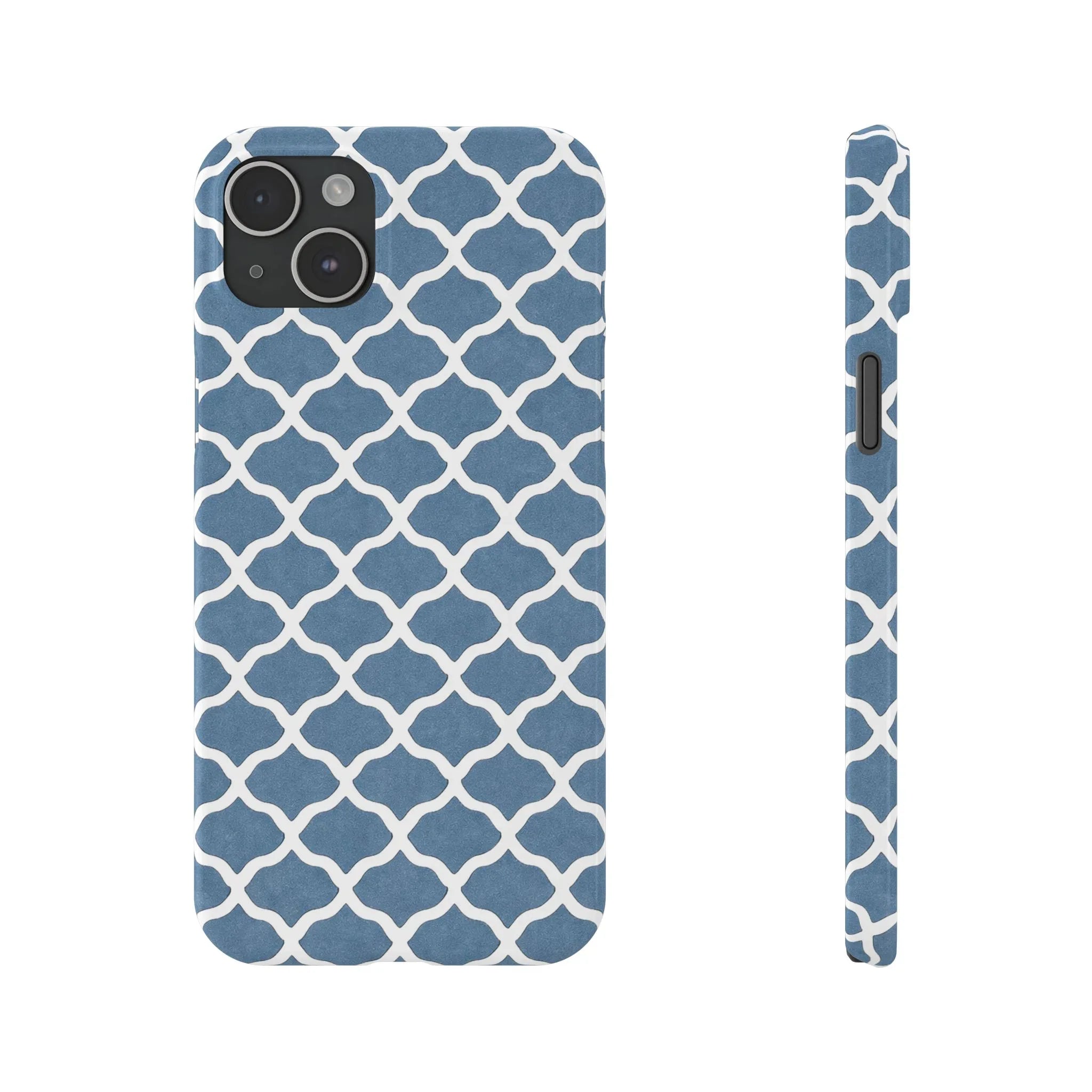 Azure Lattice Pattern Phone Case Slim Phone Cases for iPhone 11-17 - KARARMDESIGN