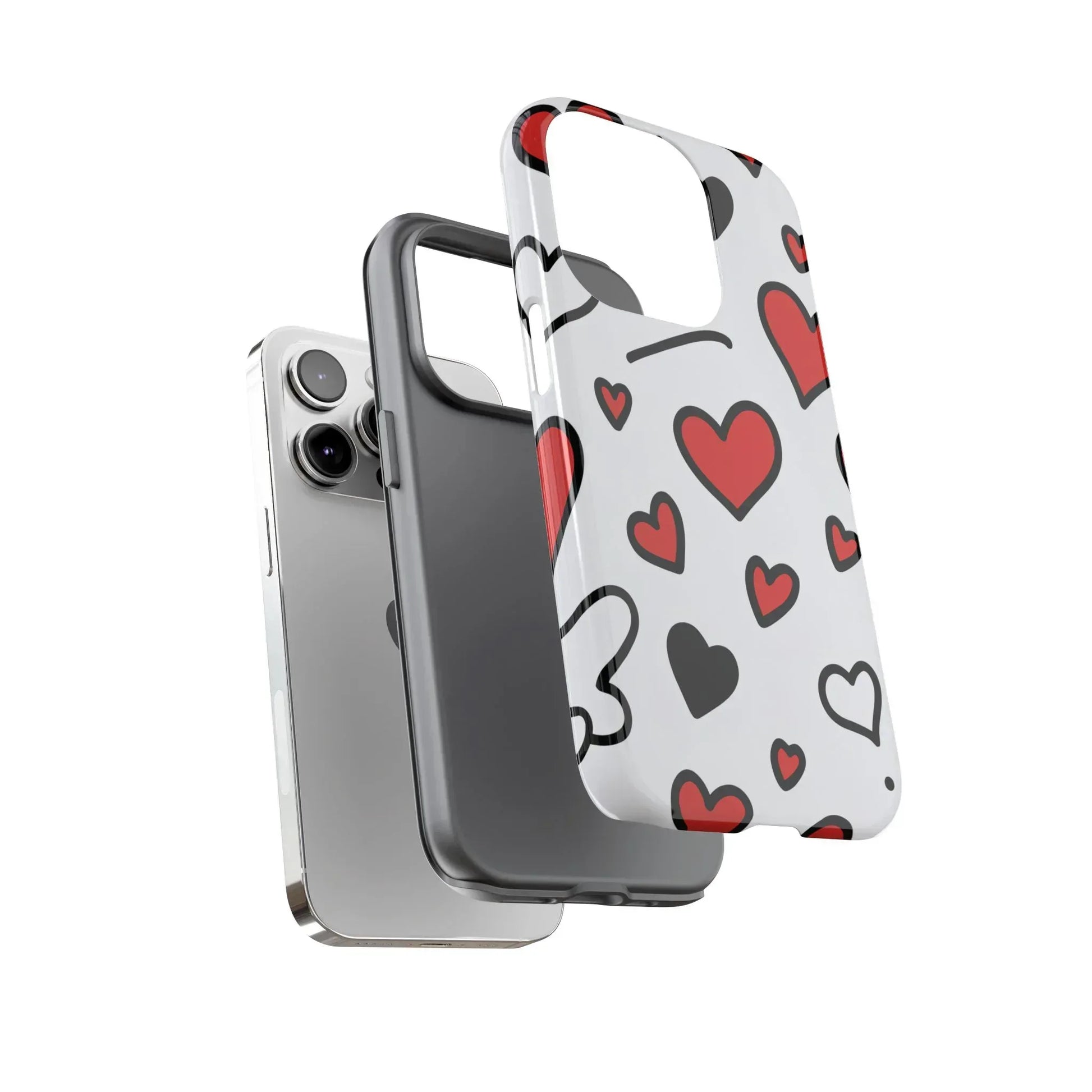 Scattered Hearts Phone Case for iPhone 11-17 and Galaxy S10-S25 - KARARMDESIGN