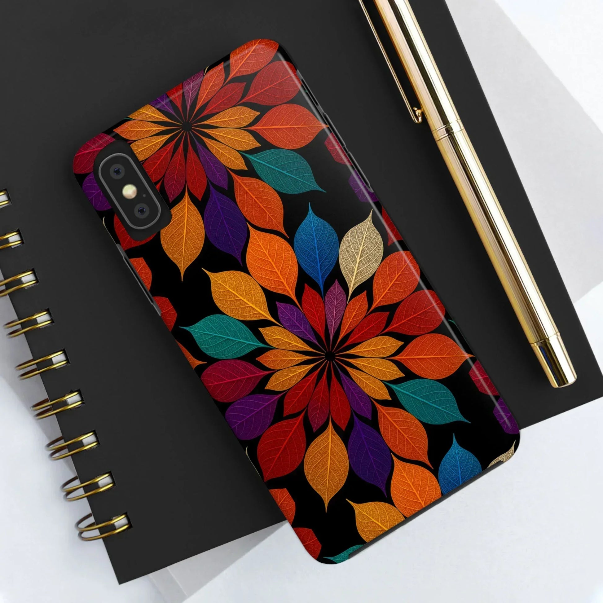 Leaf Mandala Phone Case for iPhone 7-16 and Samsung Galaxy S21-S24 Models - KarArmDesign