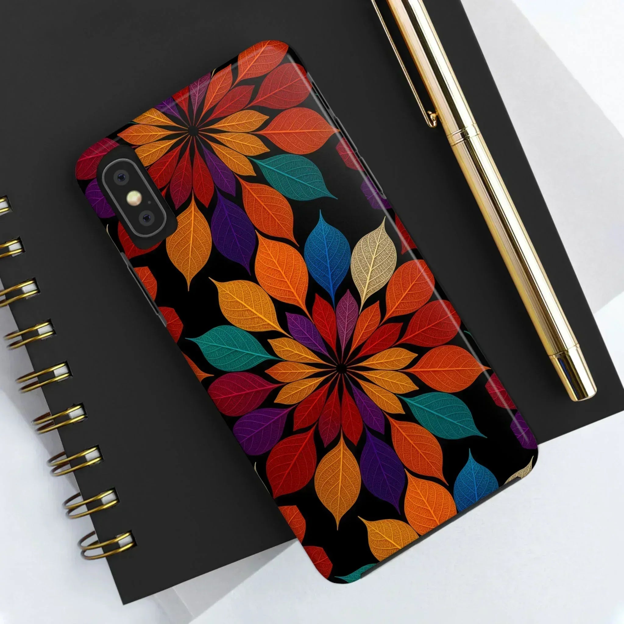 Leaf Mandala Phone Case for iPhone 11-16 and Galaxy S21-S24 - KARARMDESIGN
