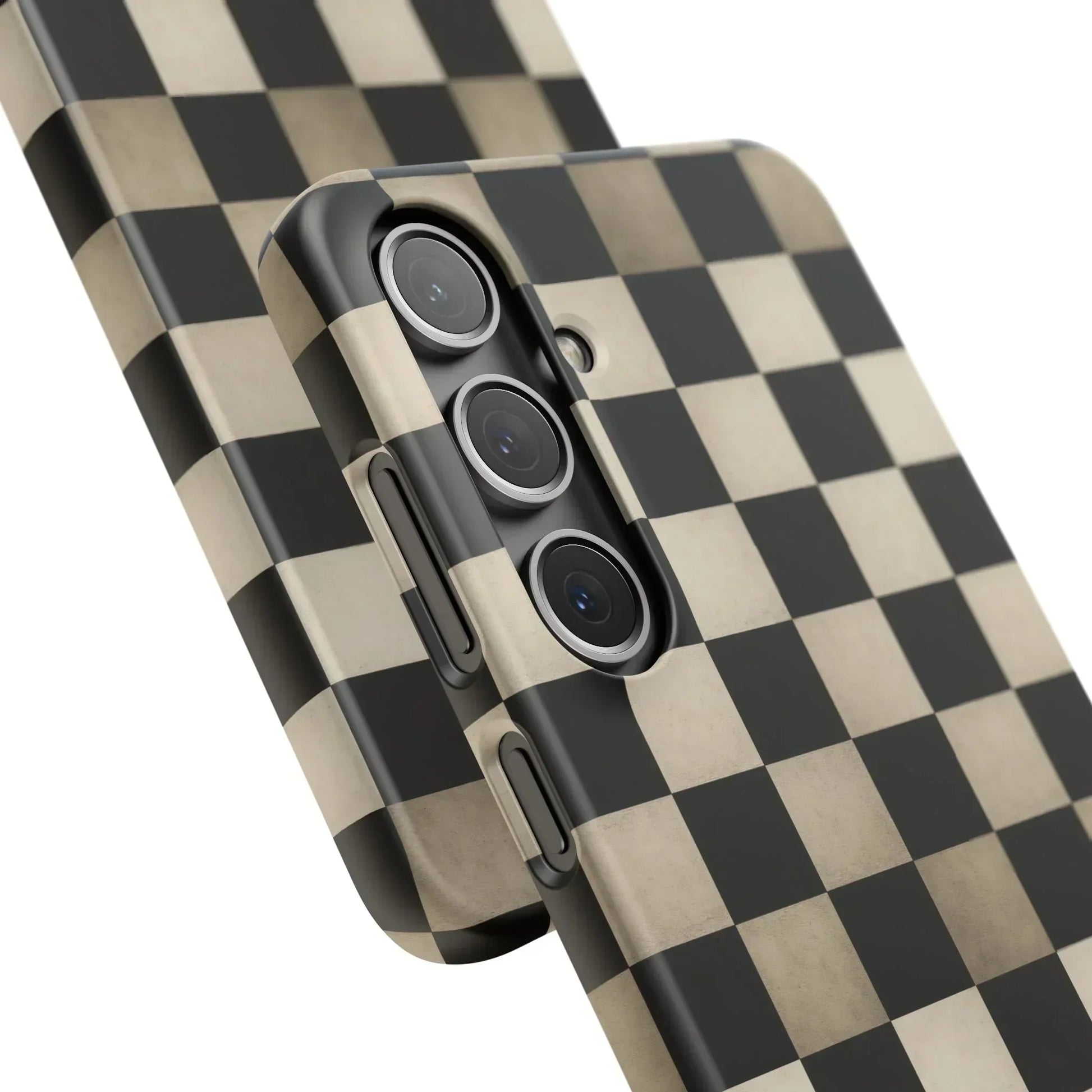 Stylish Matte Checker Phone Case for iPhone 7-16 and Samsung Galaxy S10-S24 Models - KarArmDesign