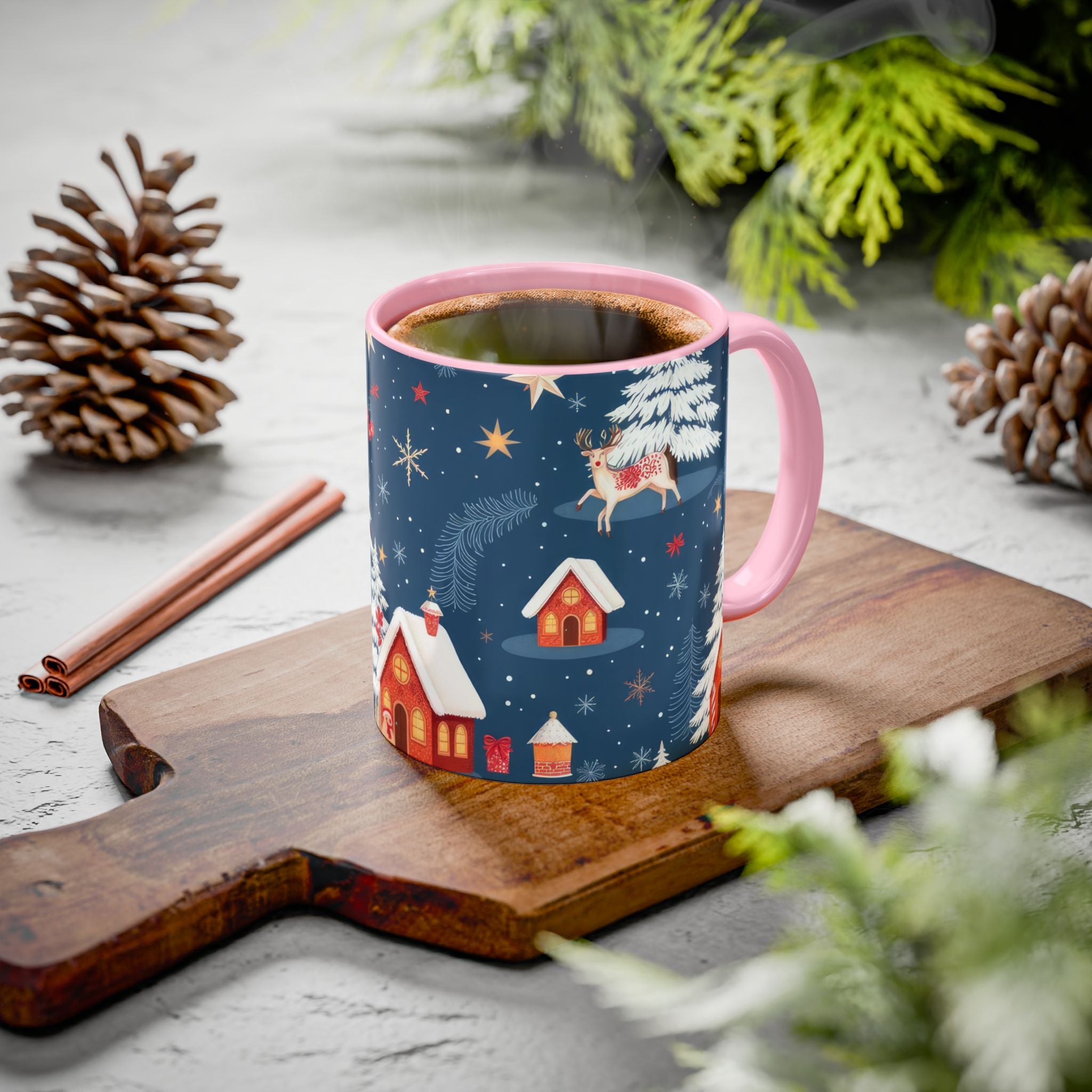 Dark Blue Christmas Mug - Colorful Mugs (11oz, 15oz)