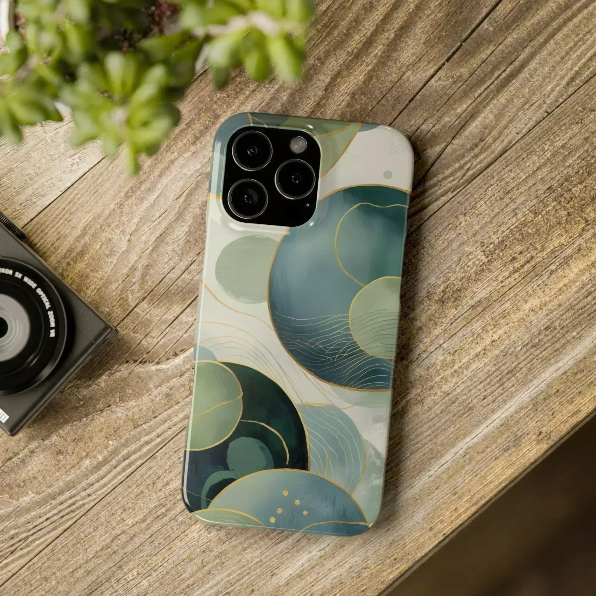 Abstract Teal Slim Phone Case for iPhone 12-16 - KARARMDESIGN