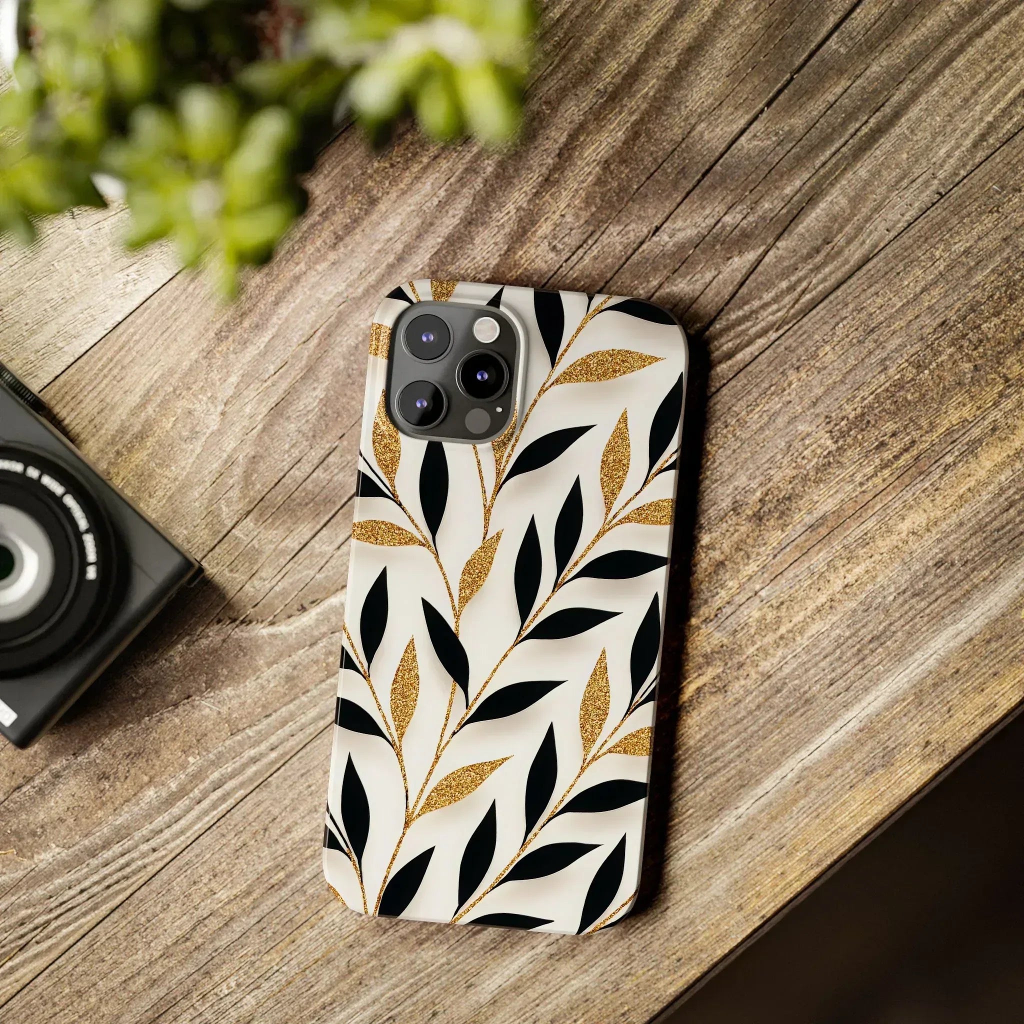 Botanical Gold Leaf Phone Case for iPhone 11-17 - KARARMDESIGN