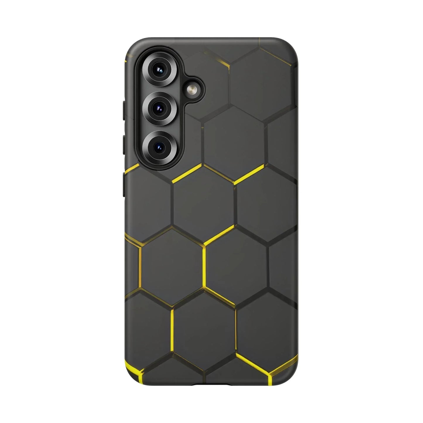 Black and Yellow Hexagon Geometric Tough Phone Case for Galaxy and Pixel - KarArmDesign