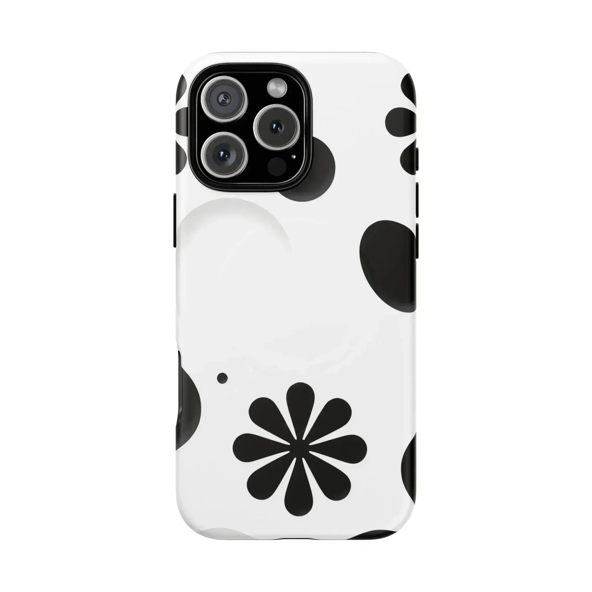 Elegant Black Floral Magnetic Phone Case for iPhone 14-16 - KARARMDESIGN