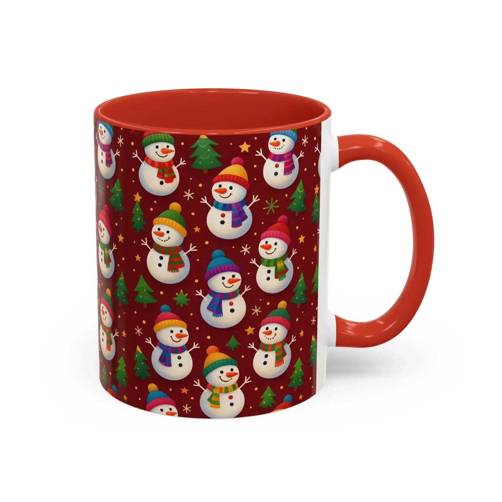 Festive Snowman Parade Accent Coffee Mug (11oz) - KARARMDESIGN