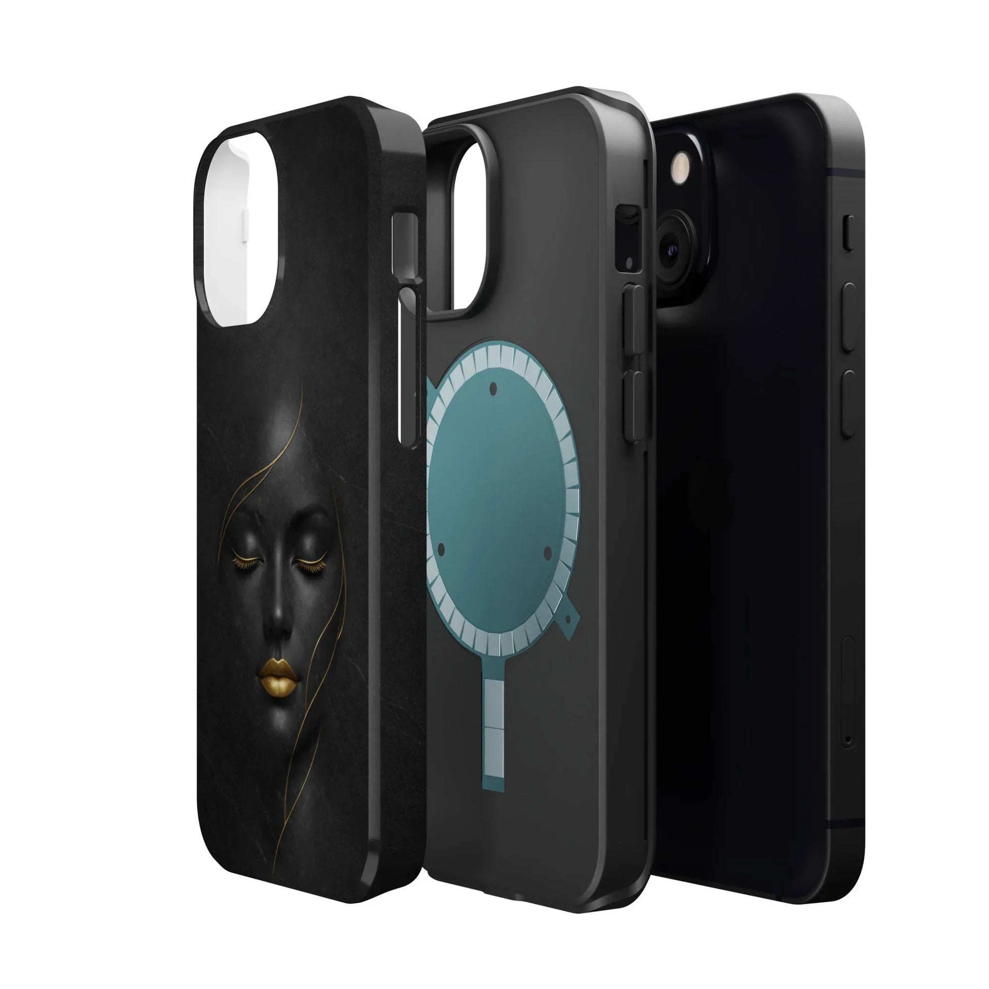 Black Gold Face Phone Case for iPhone 13-17 - KARARMDESIGN