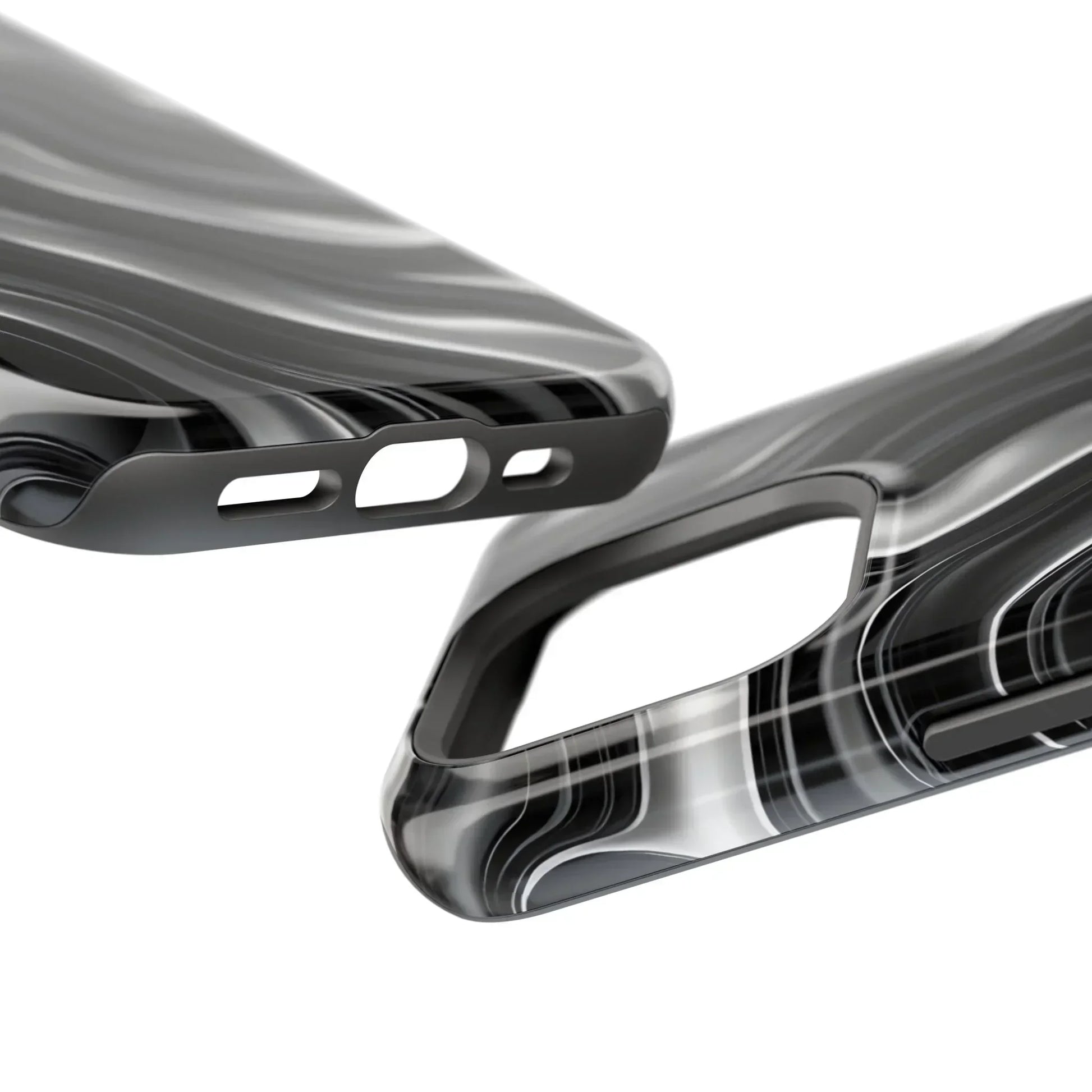 Wavy Illusion Black & Silver MagSafe® Tough Phone Case - KarArmDesign