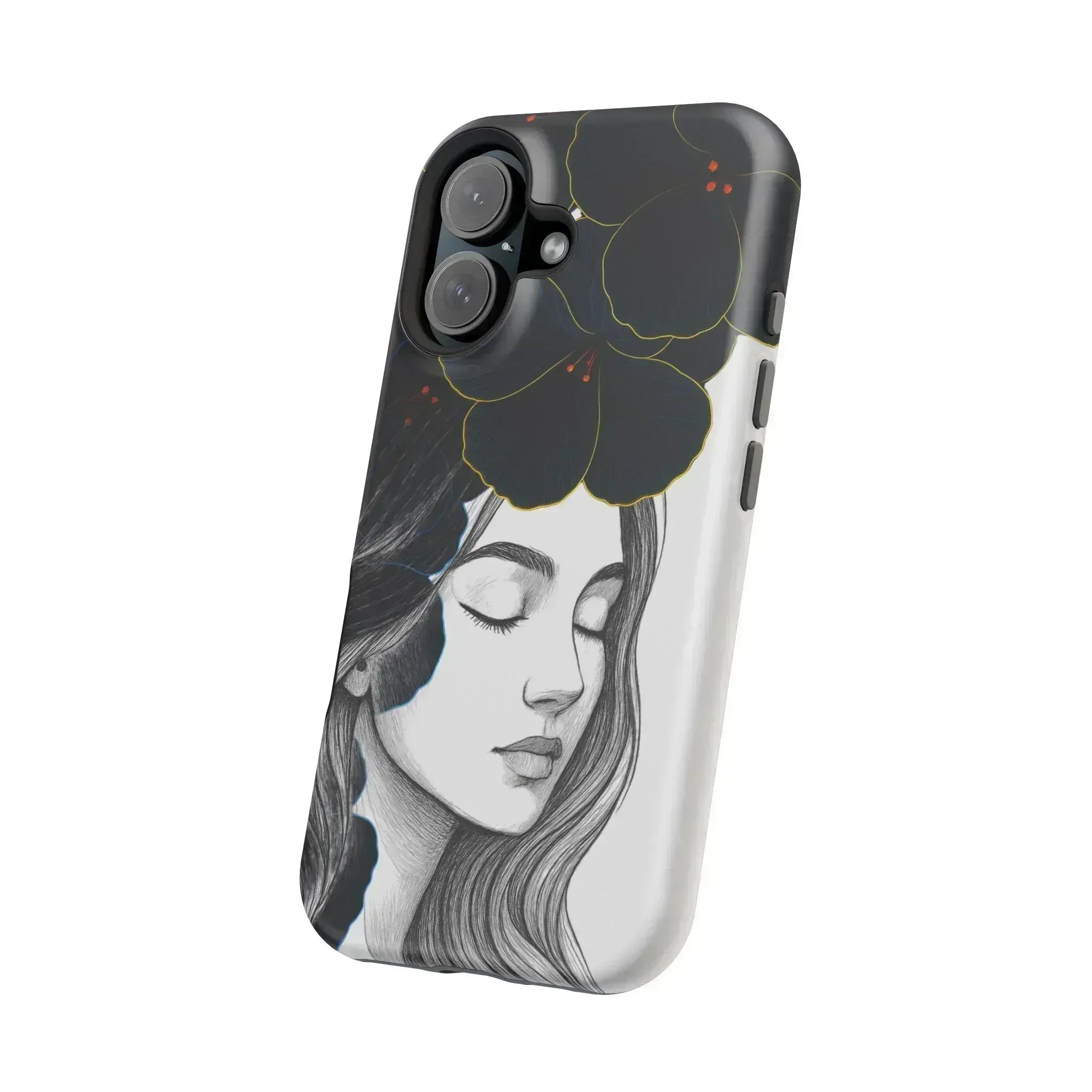 Dark Floral Elegance Phone Case for iPhone 13-16 - KARARMDESIGN