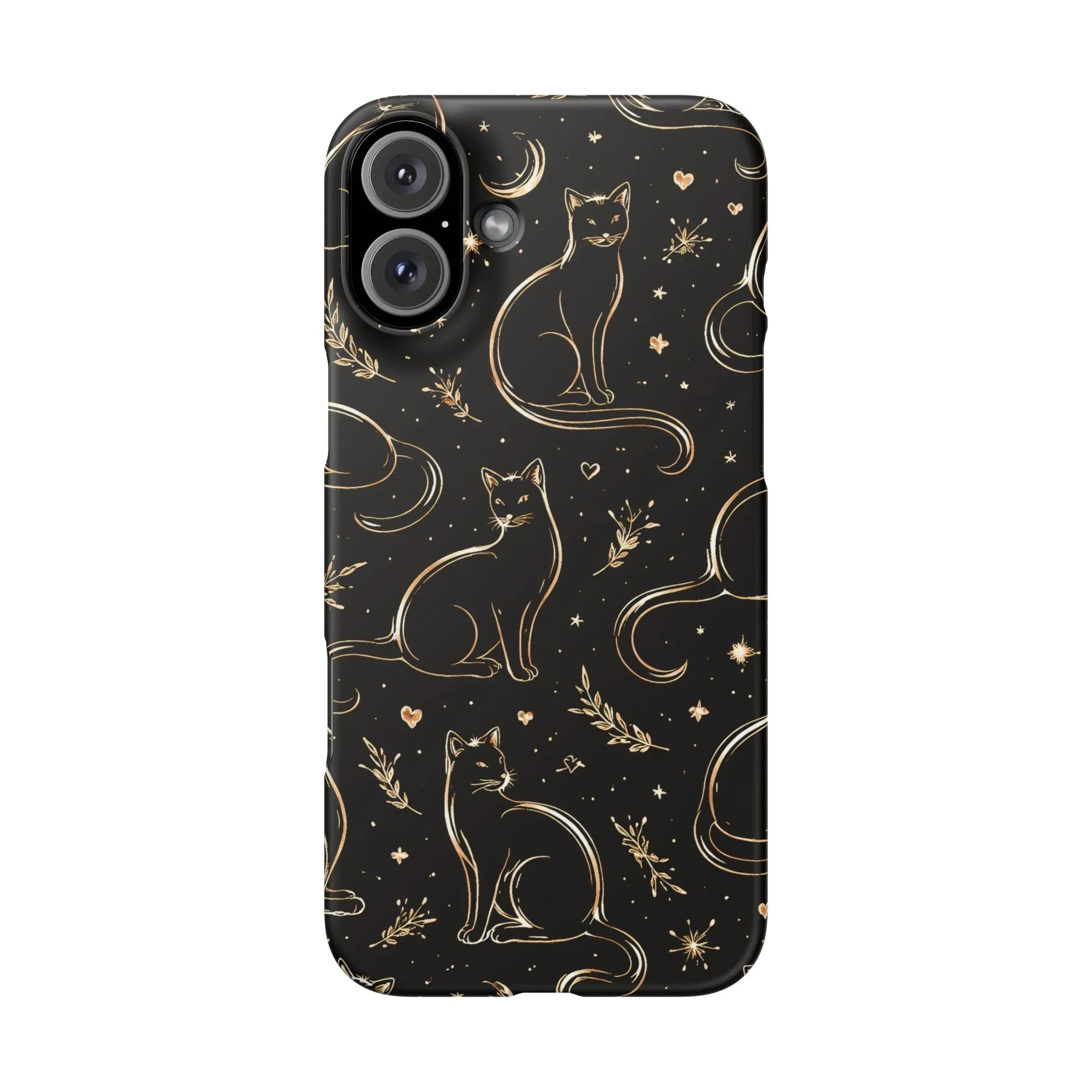 Golden Cat Pattern Phone Case for iPhone 11–17 & Galaxy S21–S25 - KARARMDESIGN